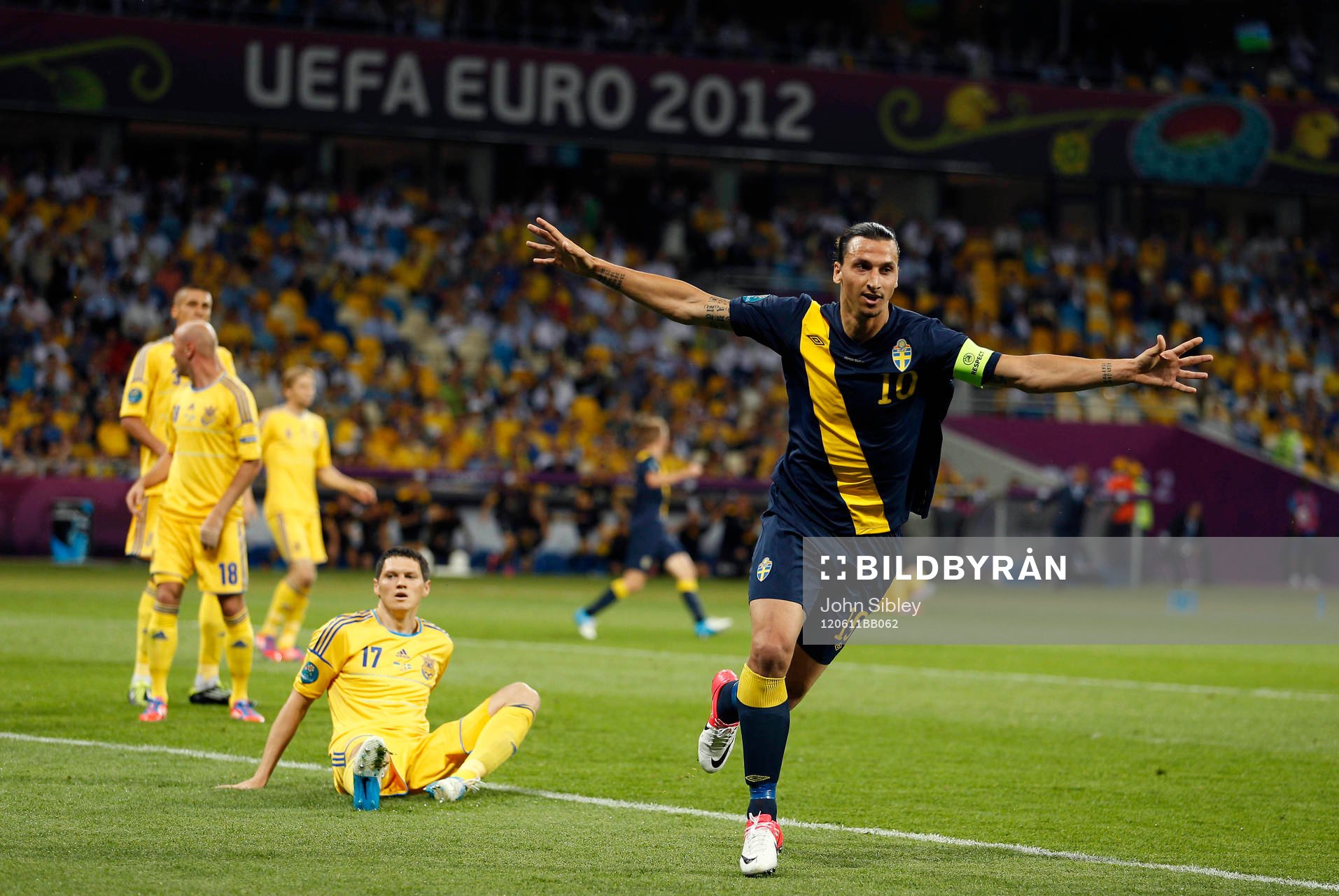   Zlatan Ibrahimovic, Sverige, jubel efter 0-1.