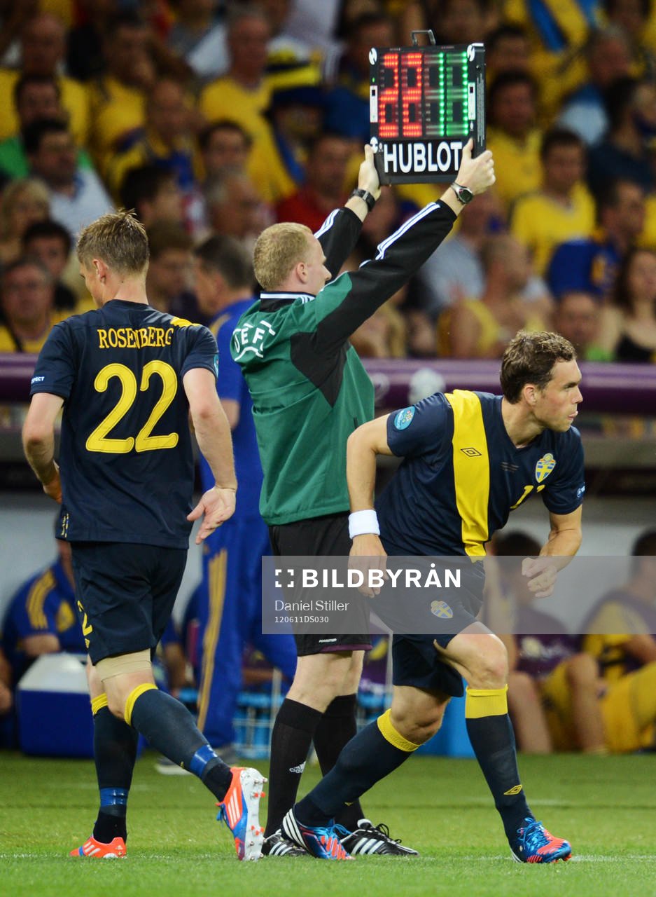 Markus Rosenberg byts mot Johan Elmander, Sverige, byte