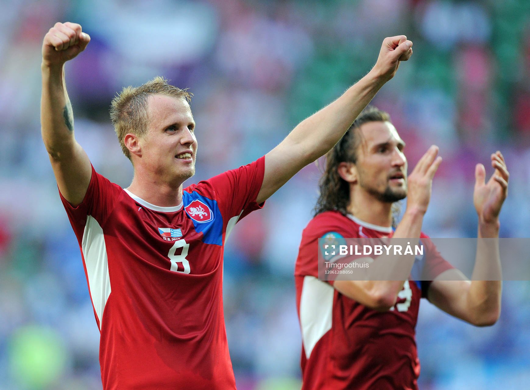  David Limbersky, Tjeckien, jubel efter matchens slut.