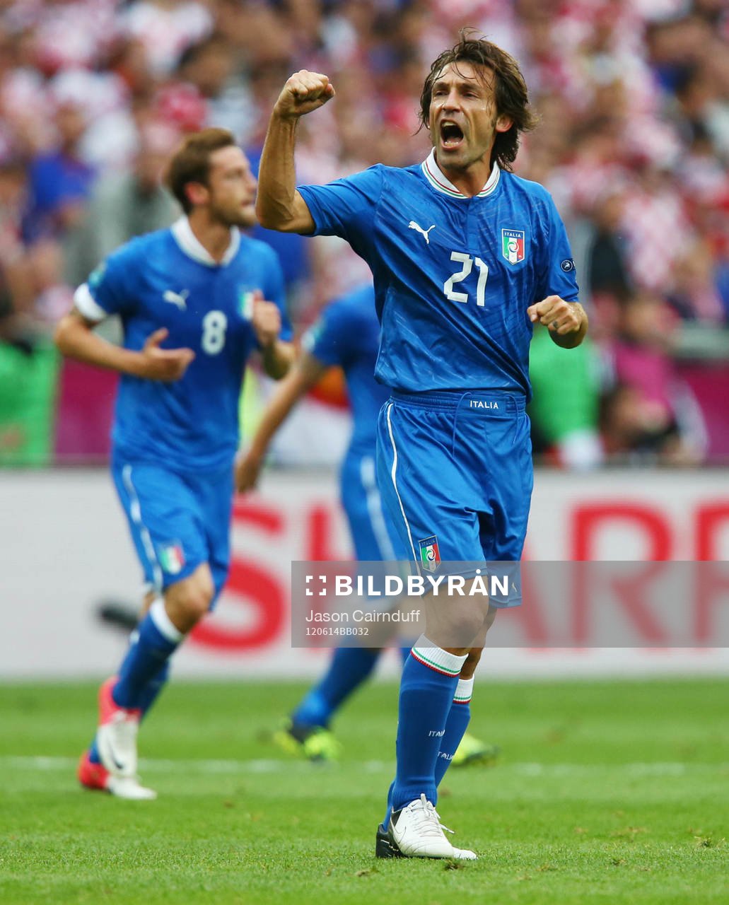  Andrea Pirlo, Italien, glädje, jubel efter 1-0.