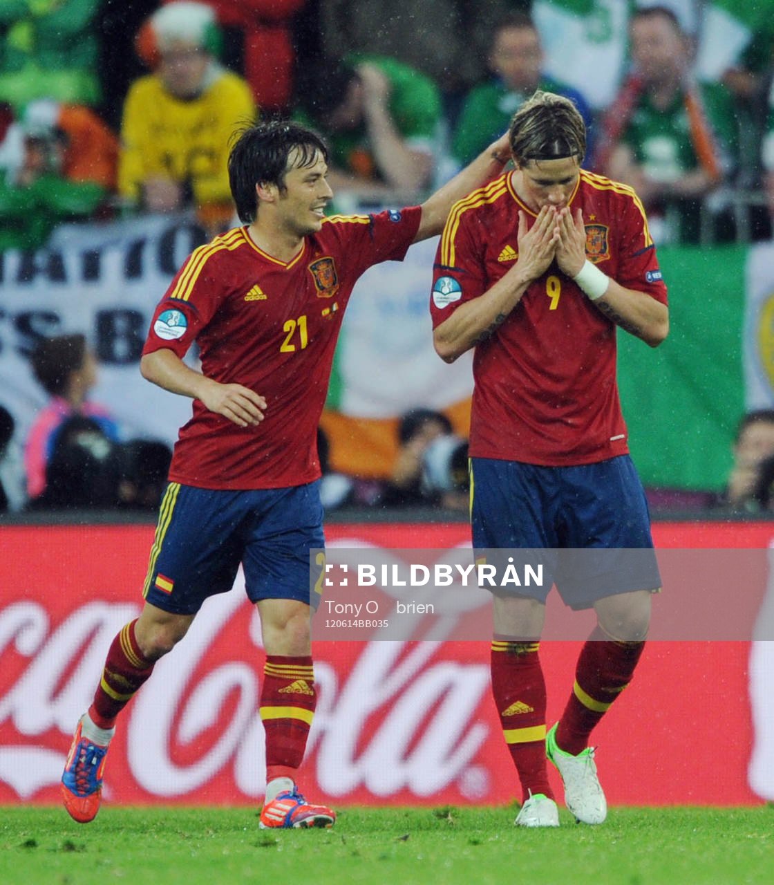  Fernando Torres, Spanien, glädje jubel efter 3-0 med David Silva.