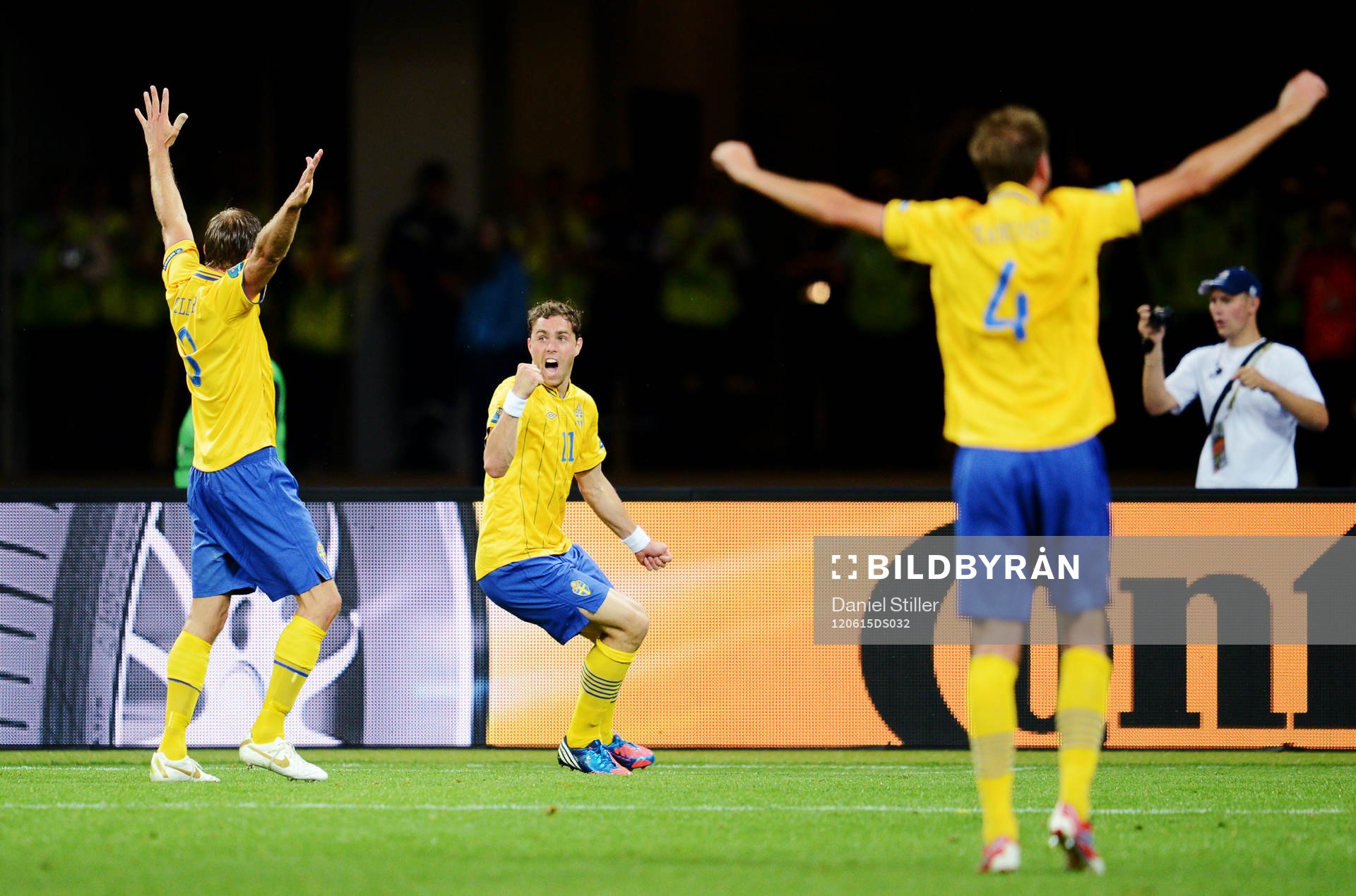 Olof Mellberg, Johan Elmander och Andreas Granqvist,
