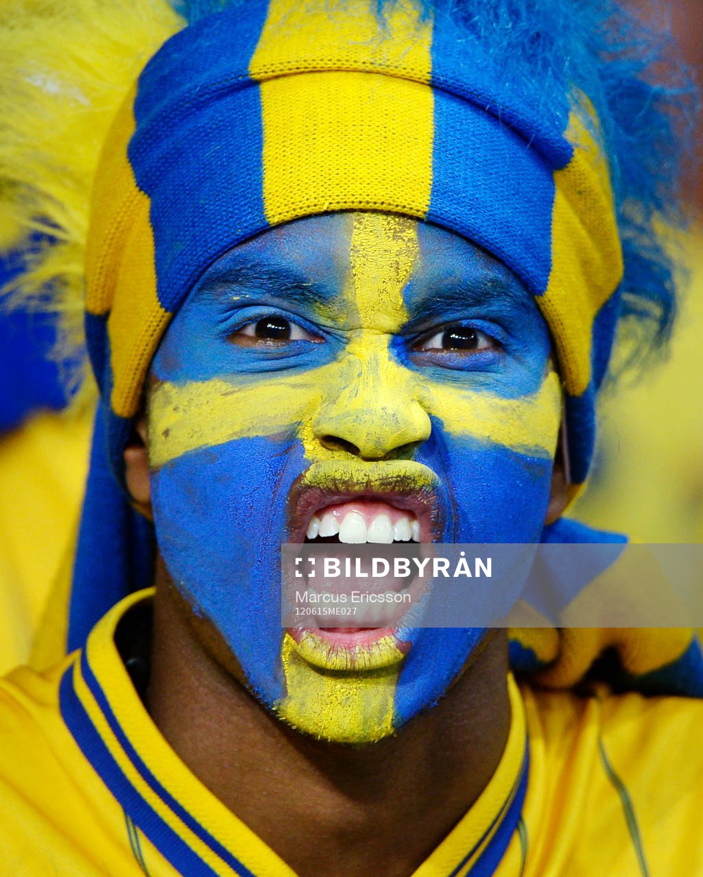 Ett svenskt fan, supporter visar känslor