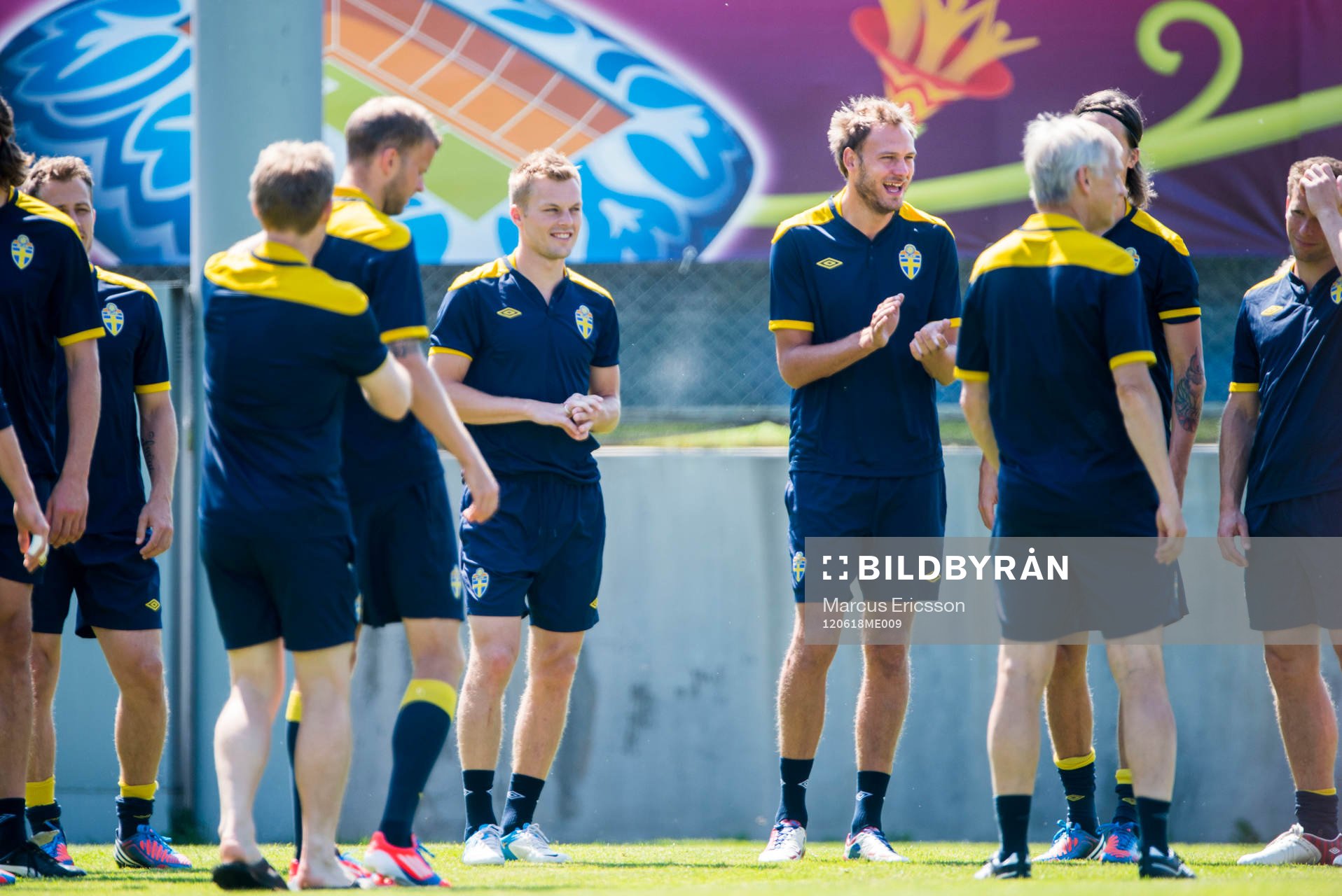 Sveriges sista träning i EM. Sebastian Larsson och Andreas