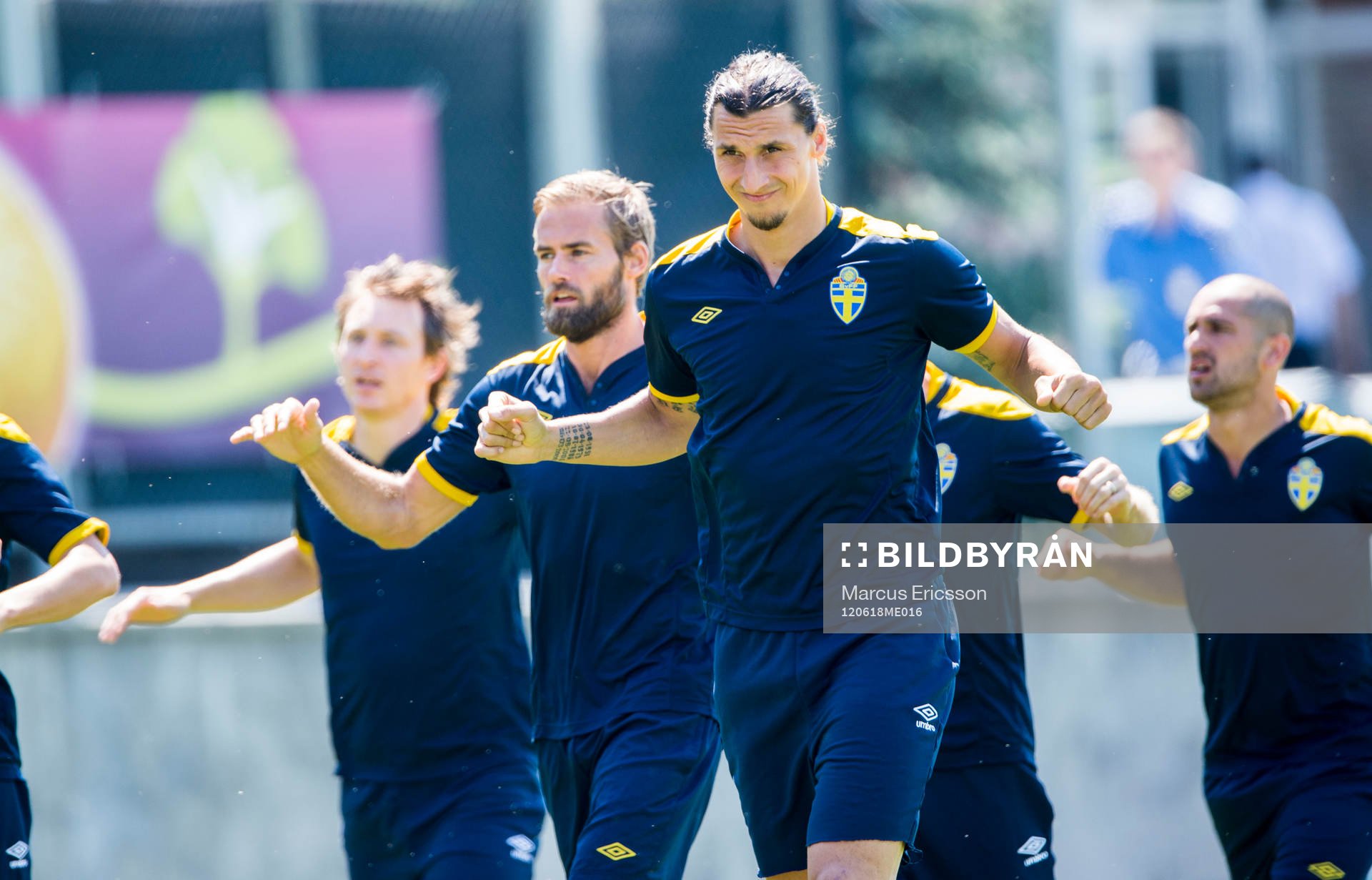 Sveriges sista träning i EM. Zlatan Ibrahimovic