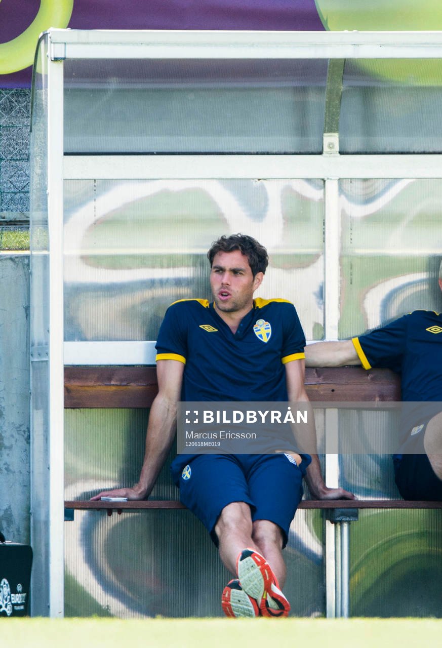 Sveriges sista träning i EM. Johan Elmander