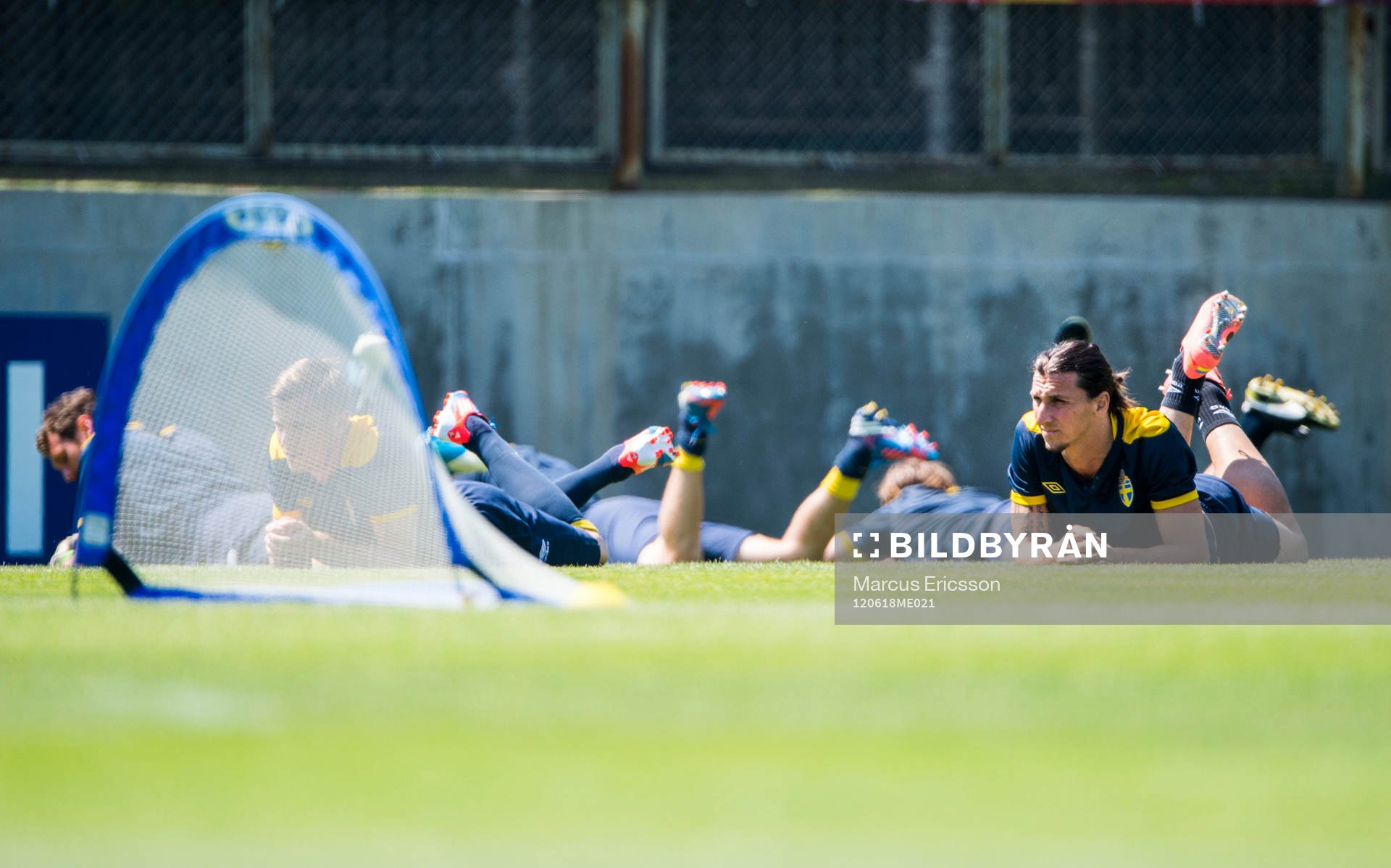 Sveriges sista träning i EM. Zlatan Ibrahimovic