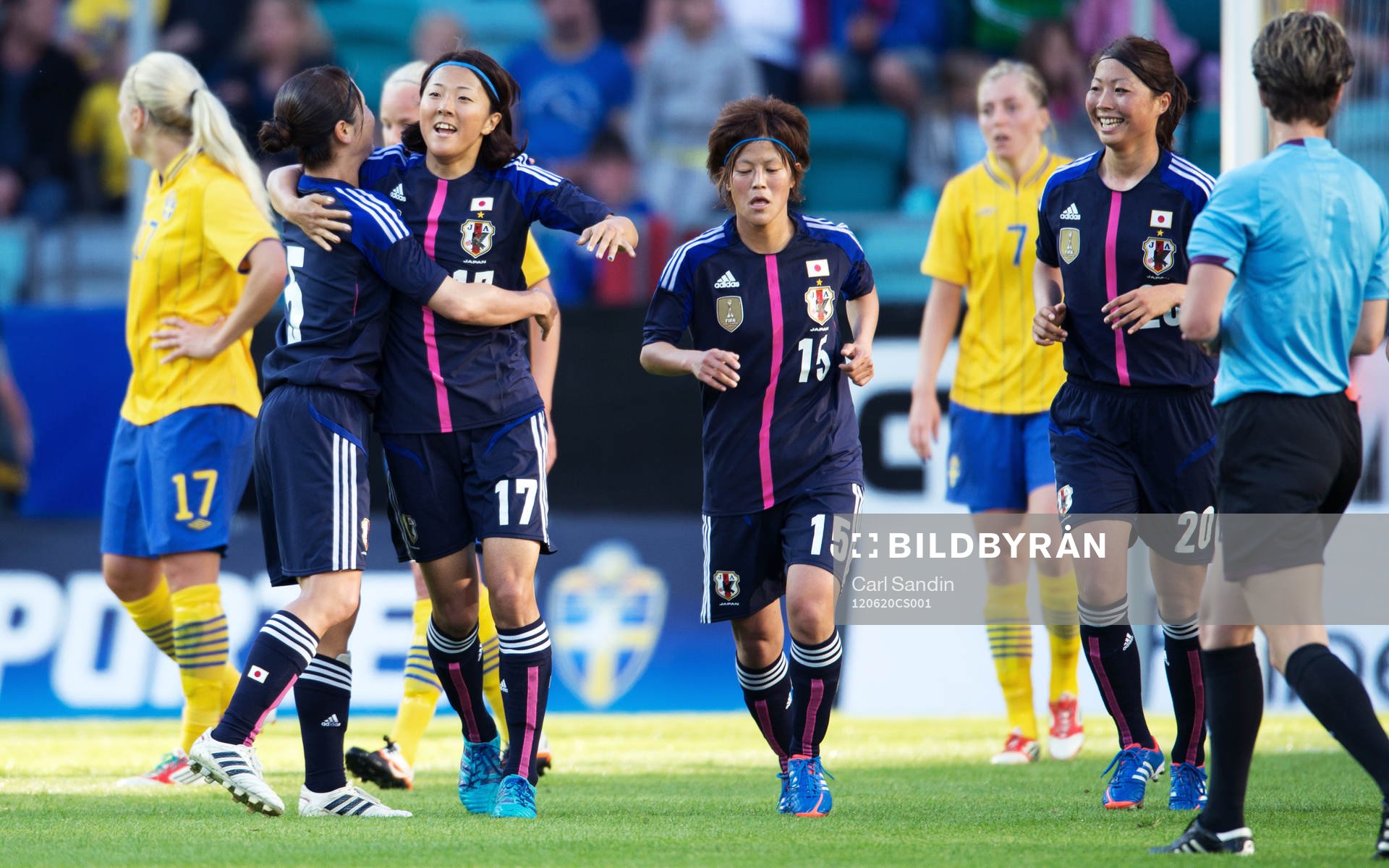  Japan, jubel efter mål av Yuki Nagasato, Japan.