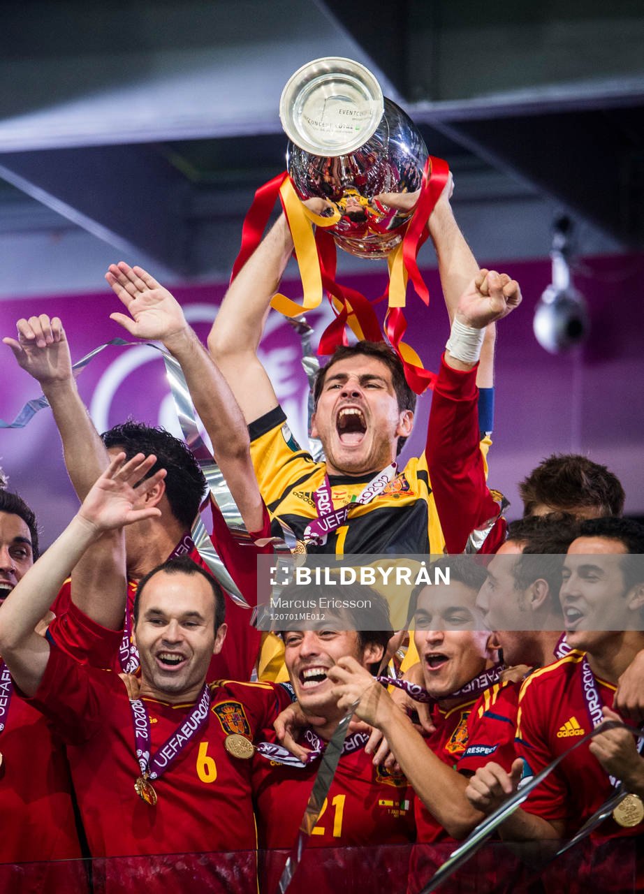Spanien, glädje, jubel, EM-segrare. Iker Casillas,