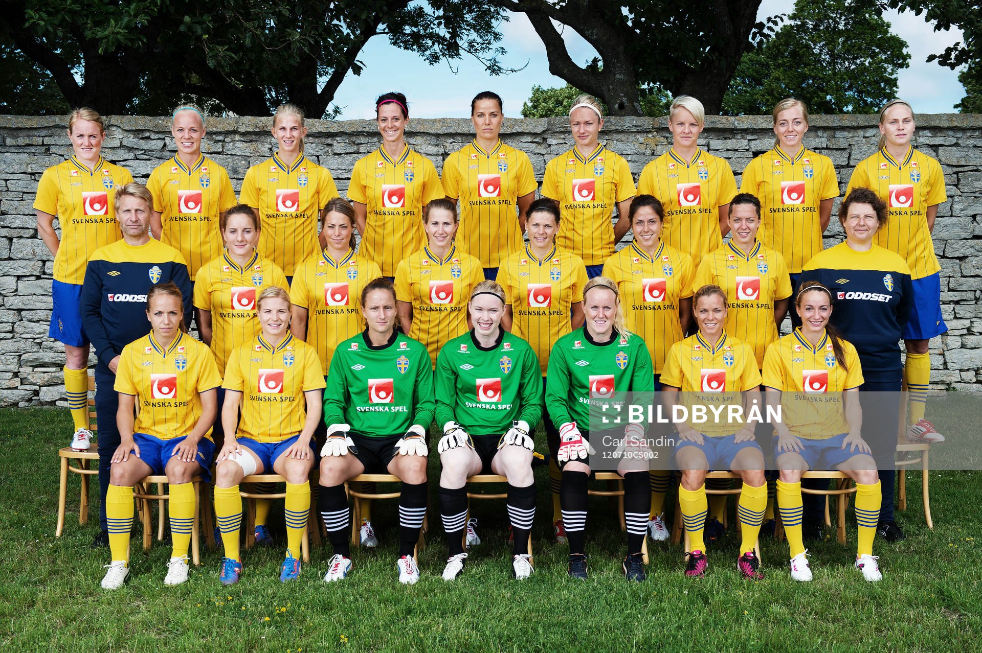 Bakre raden fr.v. Marie Hammarström, Caroline Seger, Sofia
