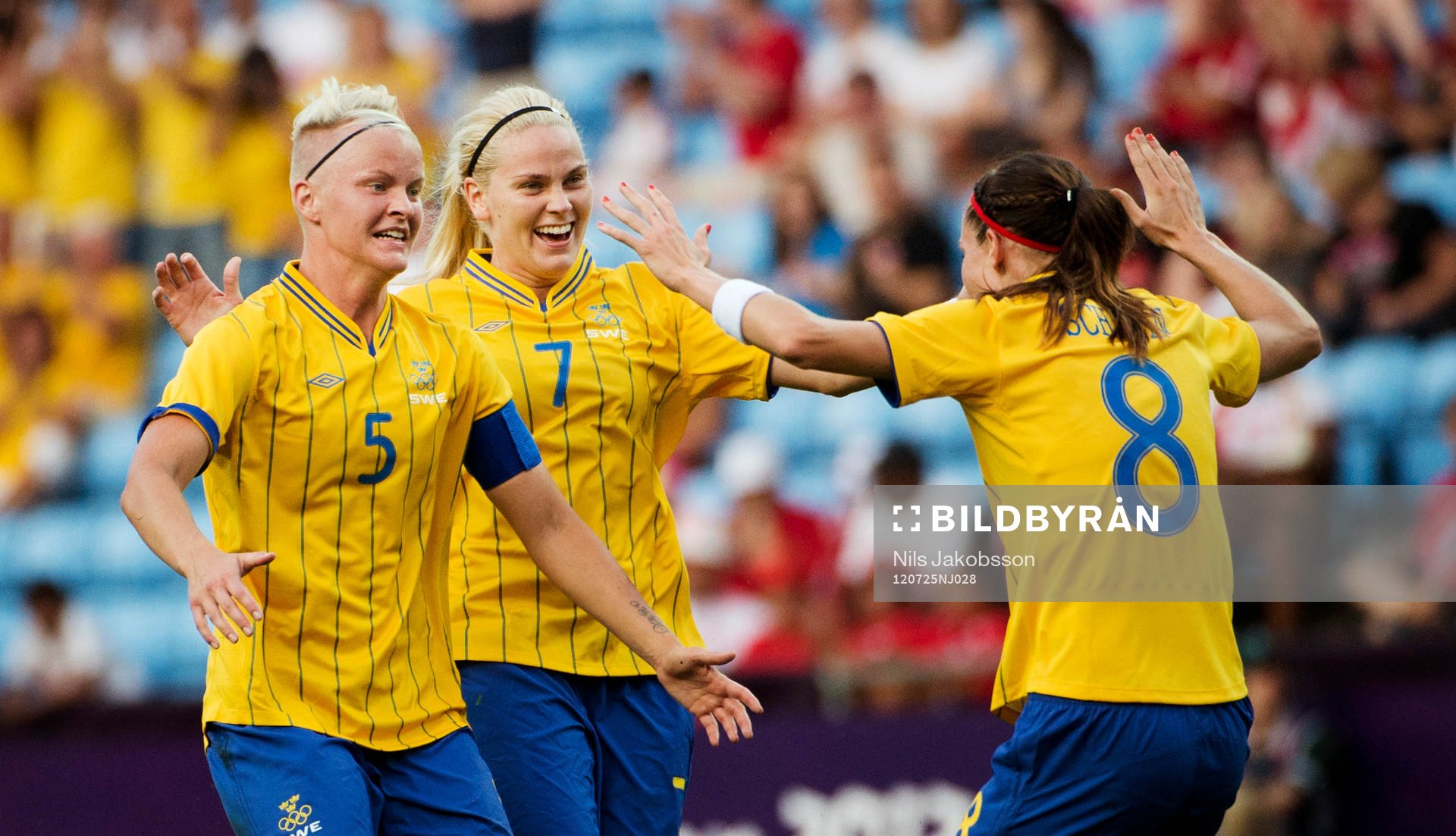 Nilla Fischer, Lisa Dahlkvist, Lotta Schelin, Sverige jubel