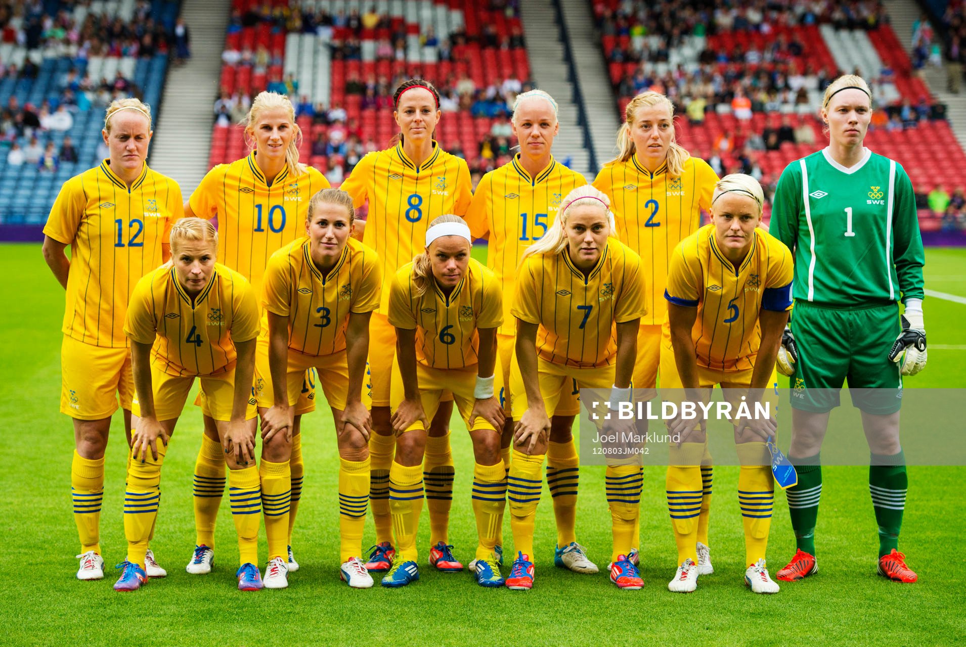 Laguppställning, startelva, Sverige, övre raden från