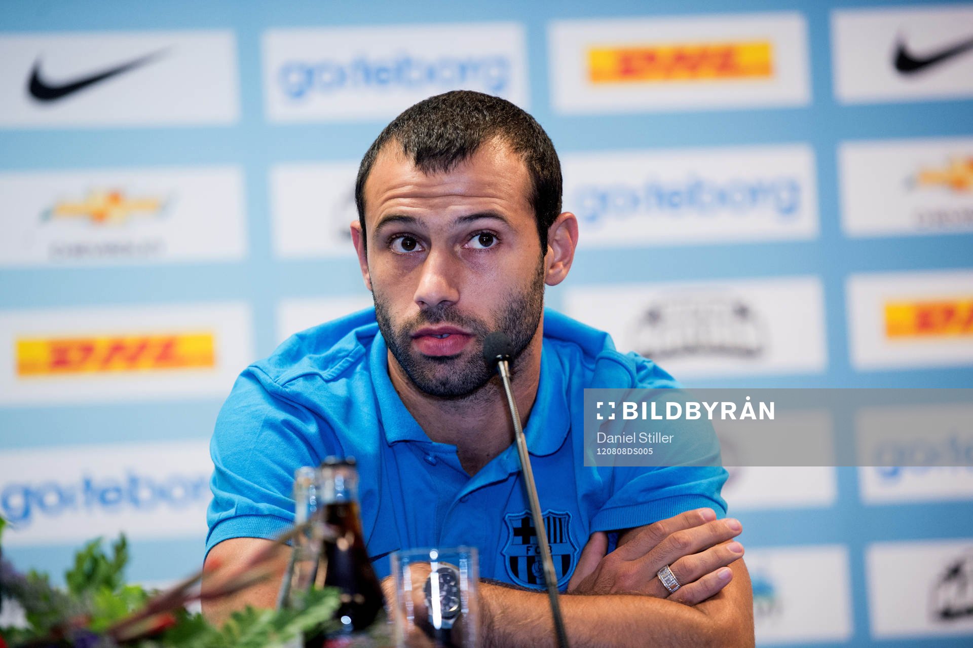 Javier Mascherano på presskonferensen innan dagens match