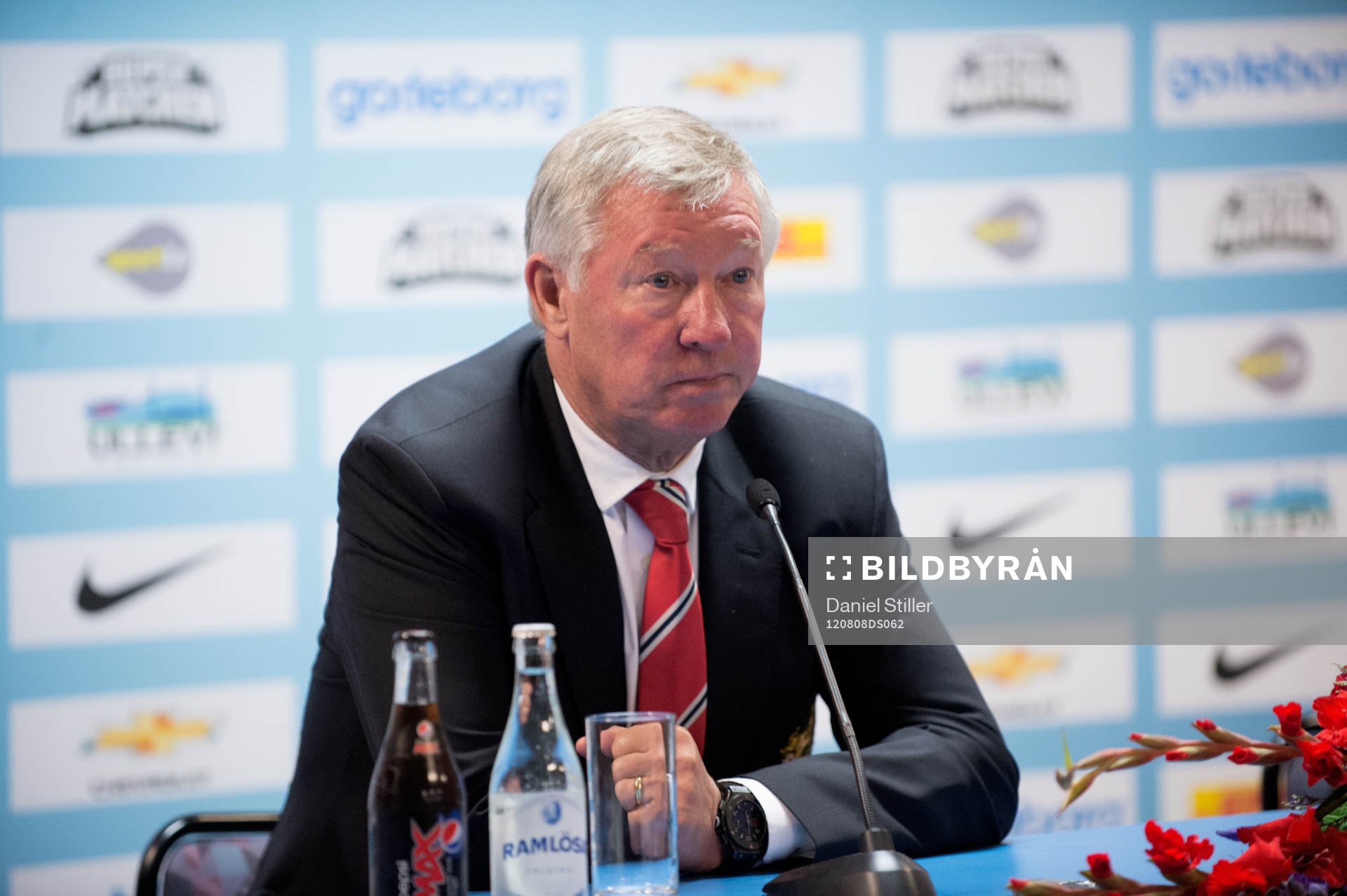 Sir Alex Ferguson, tränare Manchester United, fick frågor