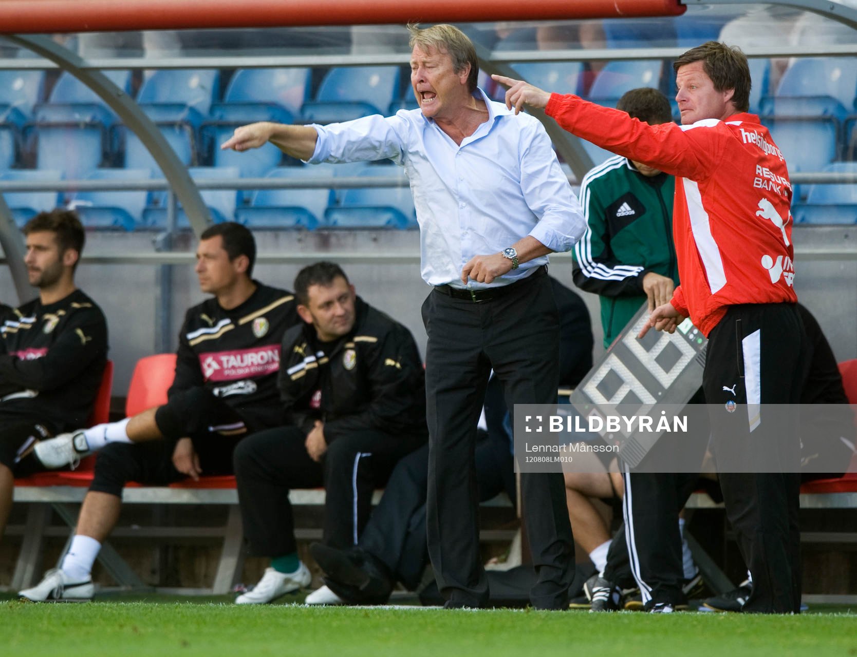 Åge Hareide och Stefan Schwarz, tränare, Helsingborg