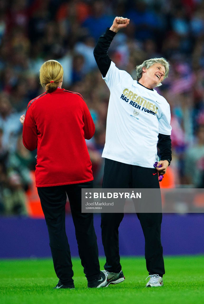 Pia Sundhage, tränare, USA, jublar. Jubel