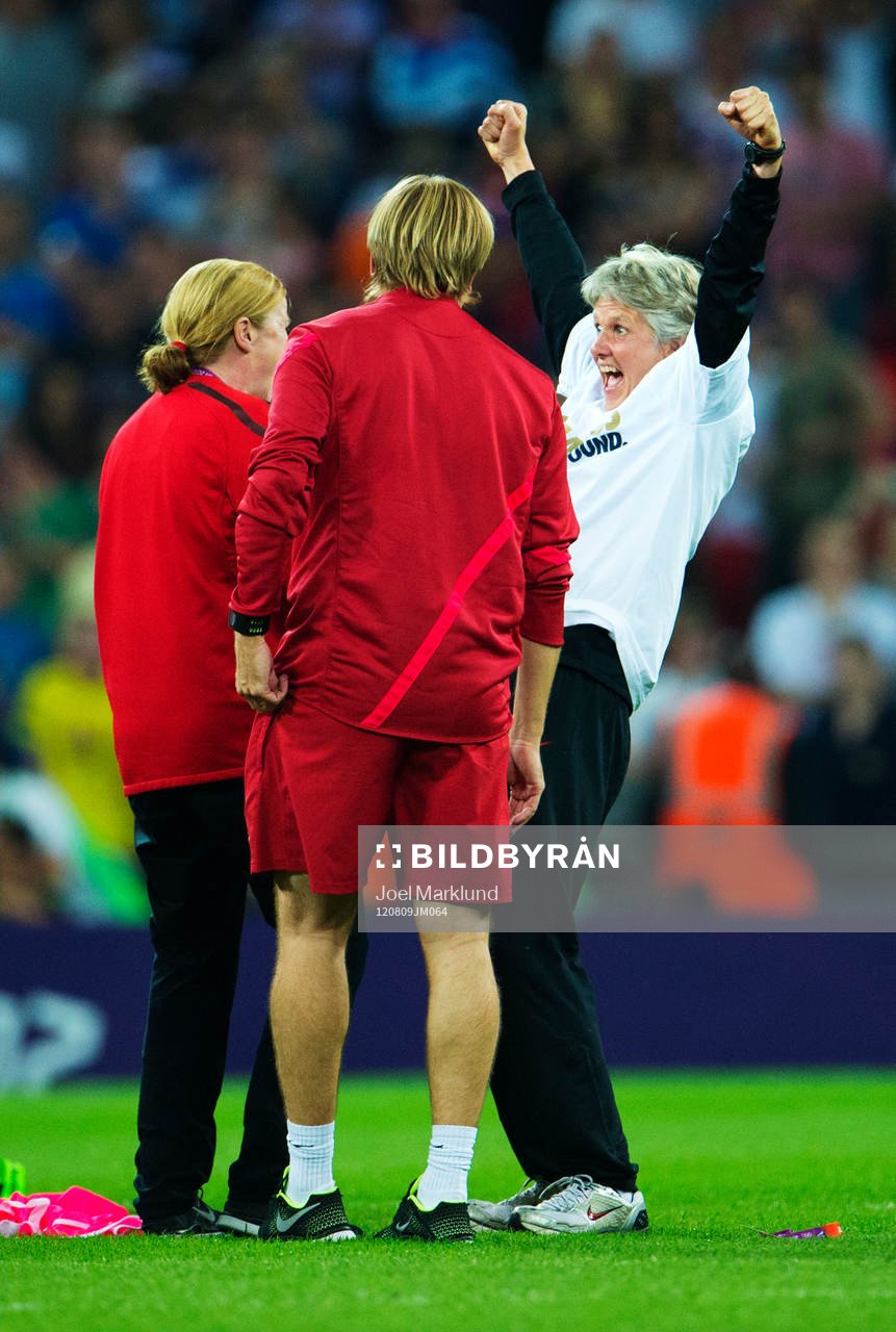 Pia Sundhage, tränare, USA, jublar. Jubel