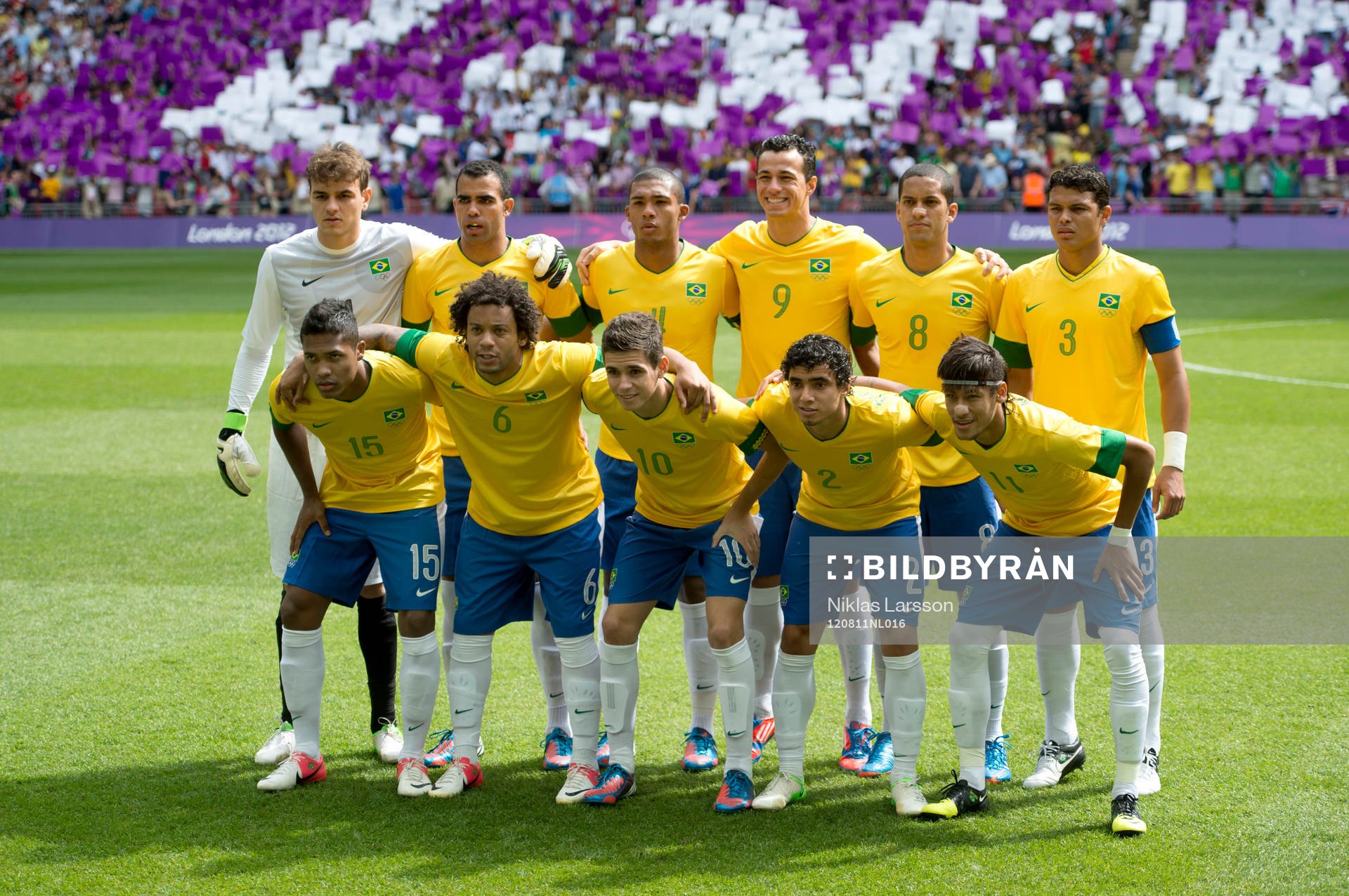 OS 2012, fotboll, herr, final, Brasilien - Mexico: Brasilien lagbild.