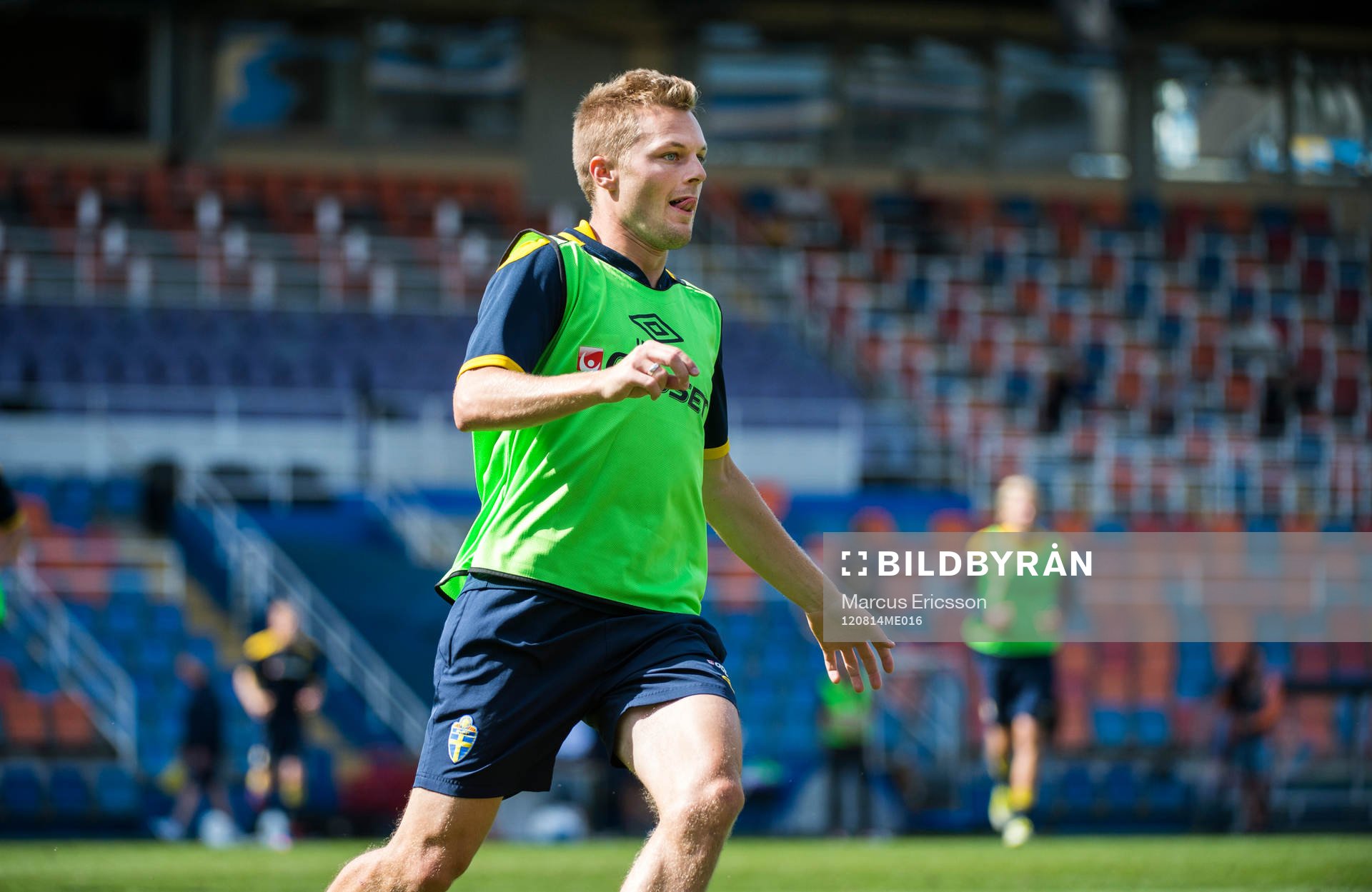 Sverige träning på Råsunda. Sebastian Larsson som
