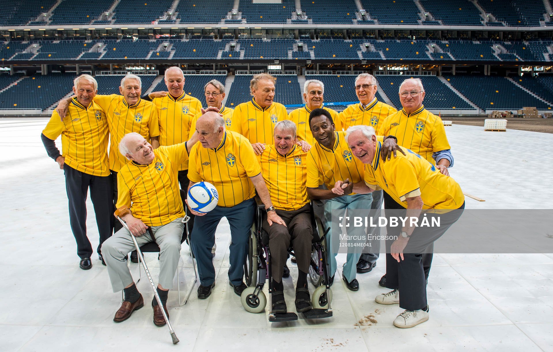 Spelare från VM finalen 1958 mellan Sverige och Brasilien