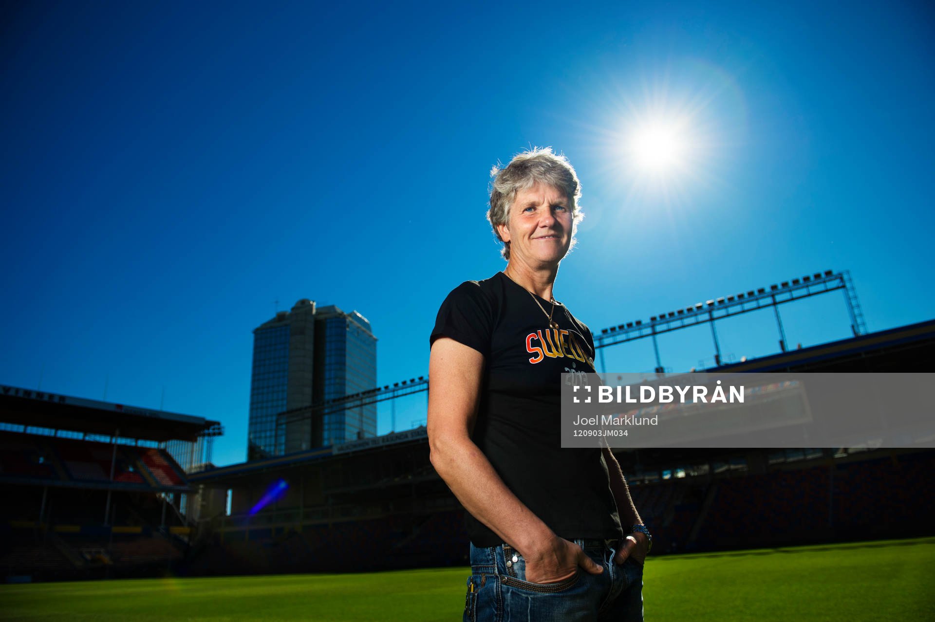 Fotboll, dam, Fotbollförbundet, presskonferens: Pia Sundhage presenteras på Råsunda som kommande förbundskapten för Sveriges damfotbollslag.