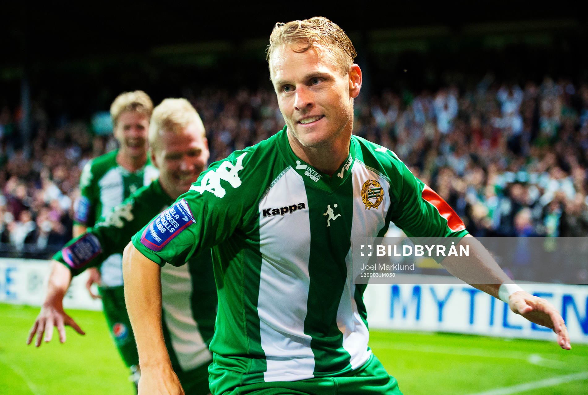 Fotboll, Superettan, Hammarby - Ängelholm: Erik Sundin, Hammarby, jublar efter sitt 2-0-mål.