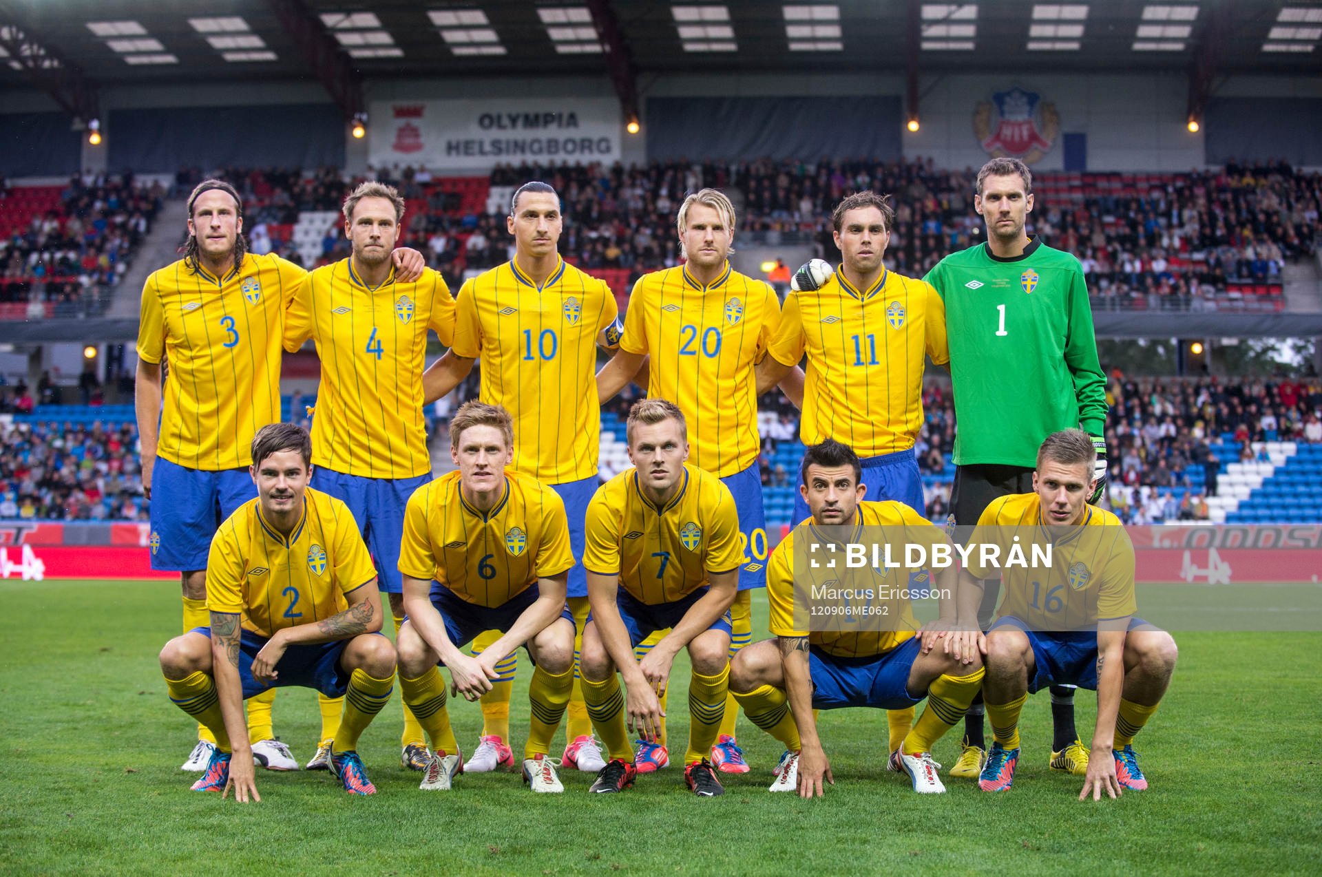 Startelvan. Bak fr.v. Jonas Olsson, Andreas Granqvist,