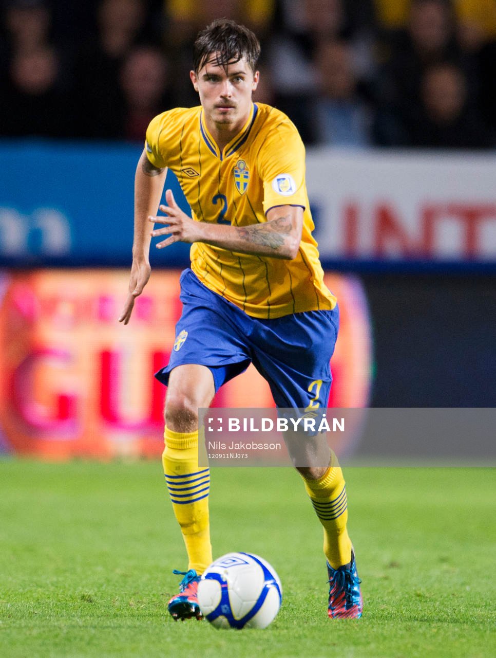 Fotboll, VM-kval, Sverige - Kazakstan: Mikael Lustig, Sverige.