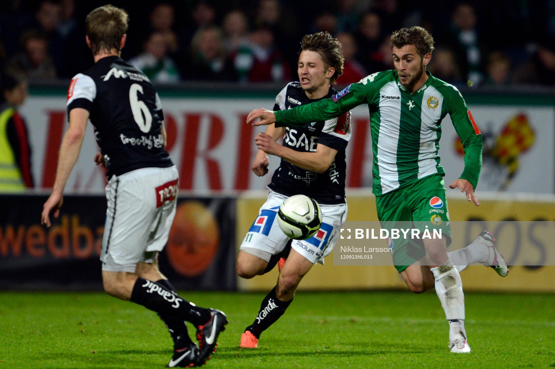 Fotboll, Superettan, Hammarby - Brage: Christoffer Lallet, Hammarby och Mats Cato Moldskred, Brage