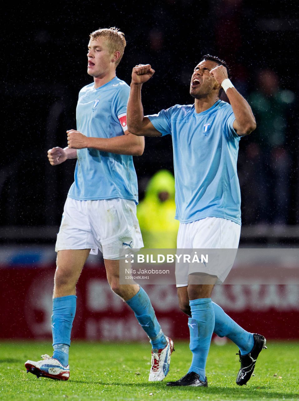 Fotboll, allsvenskan, Helsingborg - Malmö FF: Filip Helander, Wilton Figueiredo, Malmö FF jubel.