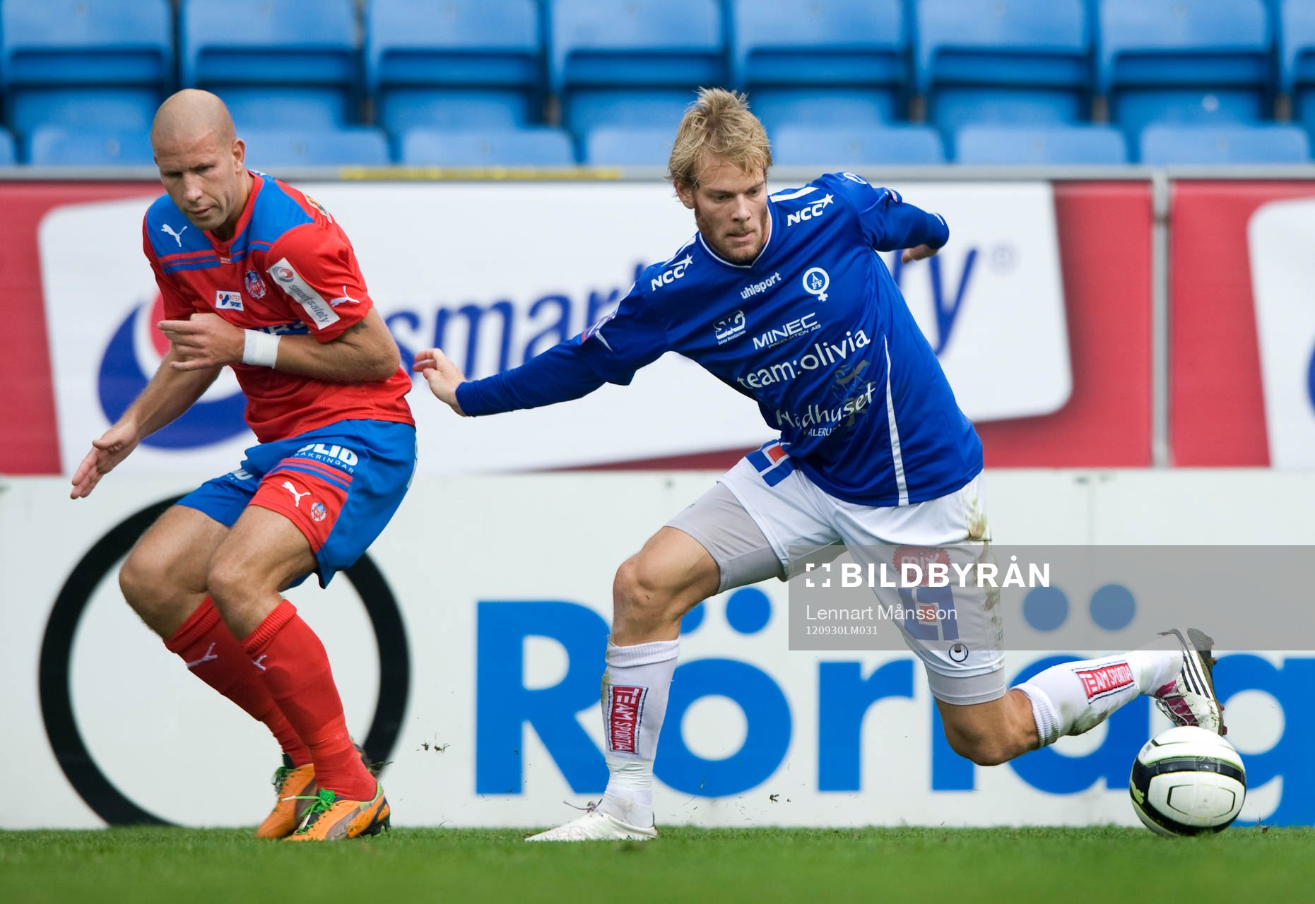 Fotboll, allsvenskan, Helsingborg - Åtvidaberg:  Oscar Möller, Åtvidaberg och Mattias Lindström, Helsingborg
