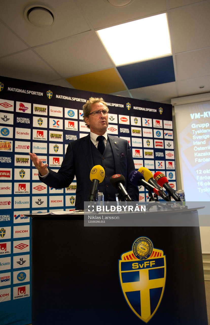 Erik Hamrén, förbundskapten Sverige presenterar VM
