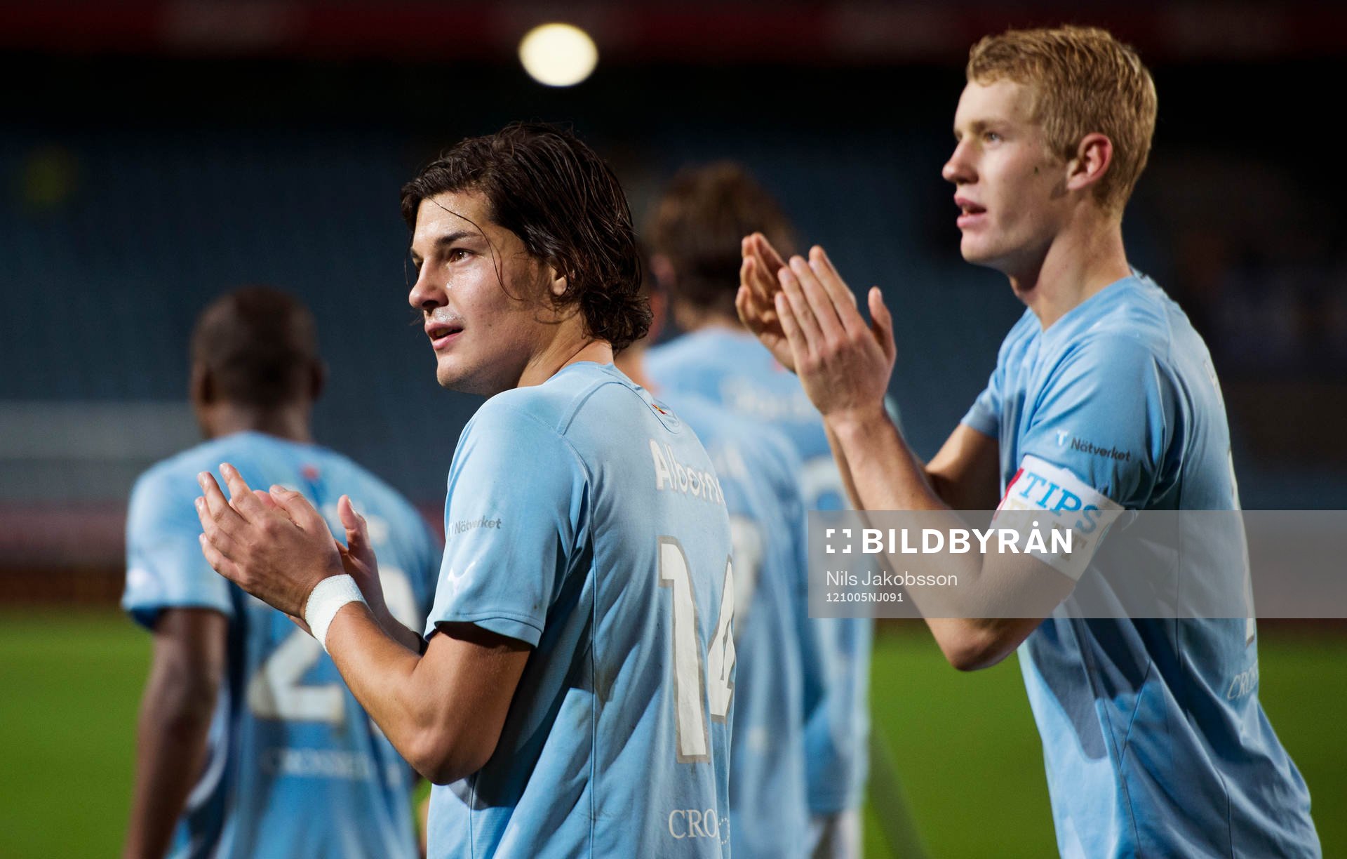 Fotboll, allsvenskan, Malmö FF - IFK Norrköping: Miiko Albornoz, Filip Helander, Malmö FF.
