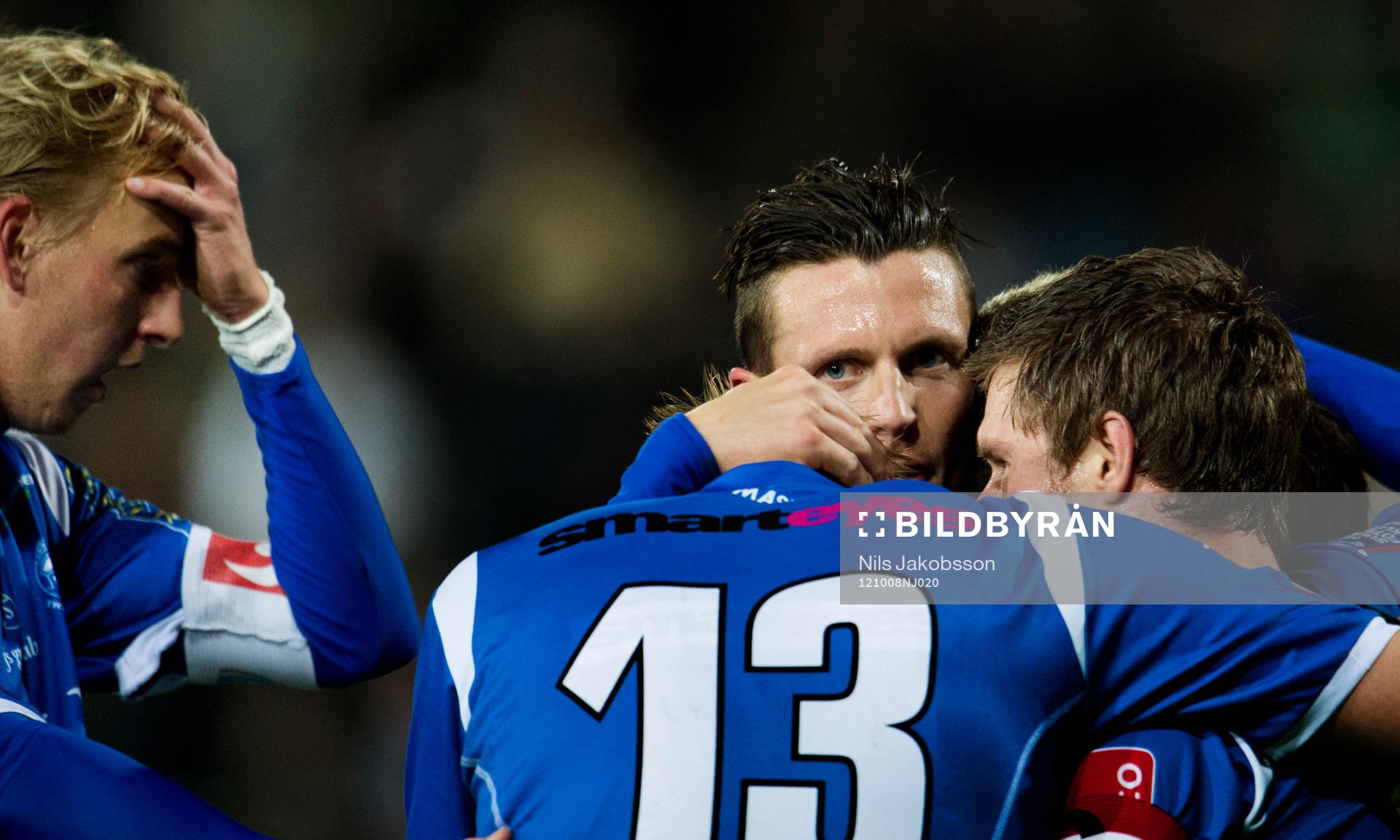 Fotboll, superettan, Landskrona - Trelleborg: Fredrik Jensen, Kristian Haynes, Trelleborg jublar.