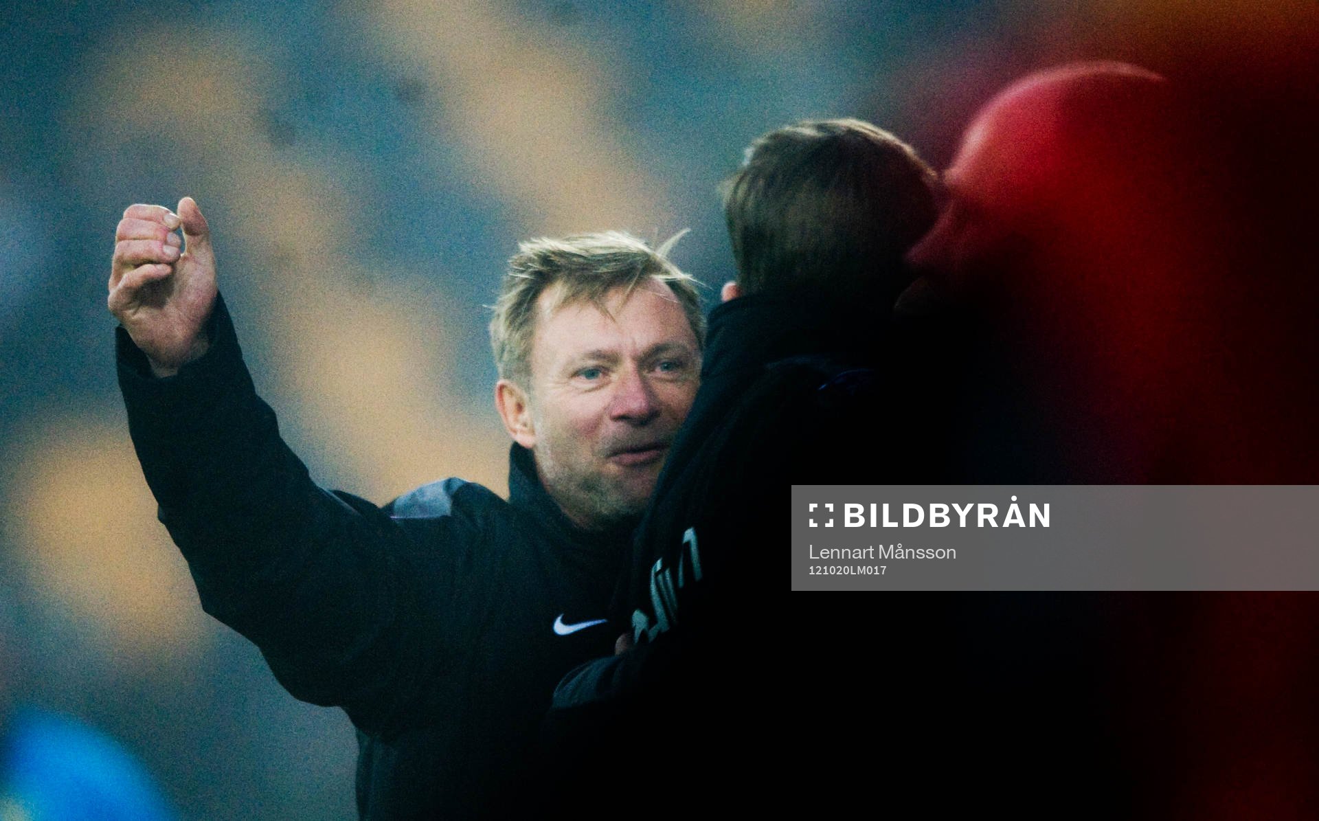 Fotboll, allsvenskan, Mjällby - Häcken: Slutsignal, segerjubel, Peter Grerhardsson, tränare, Häcken