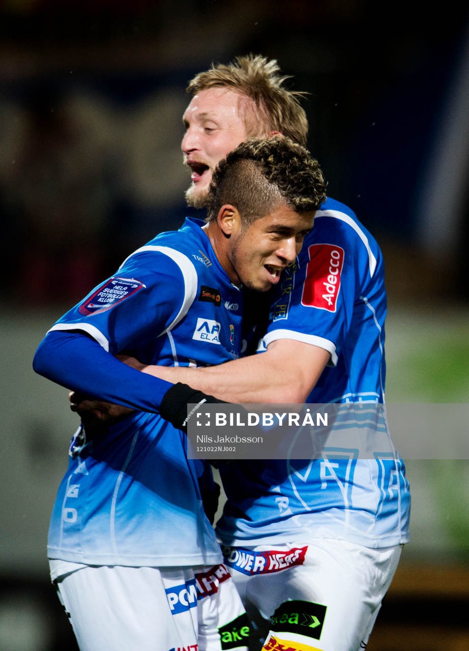  Thiago Pinto Borges, Fredrik Jensen, Trelleborg jublar vid 2-0.
