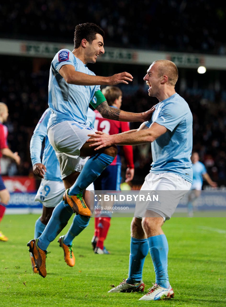 Jiloan Hamad, Malmö FF har gjort 3-1 och jublar, Daniel