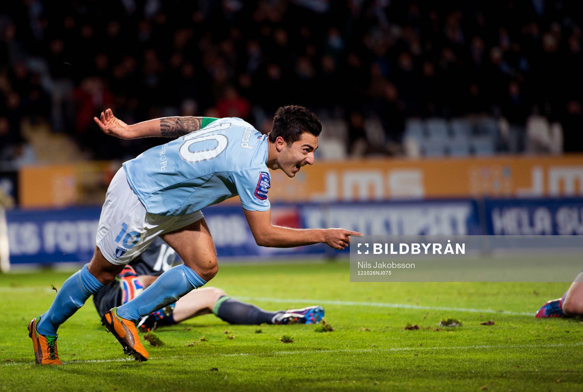 Jiloan Hamad, Malmö FF har gjort 3-1 och jublar