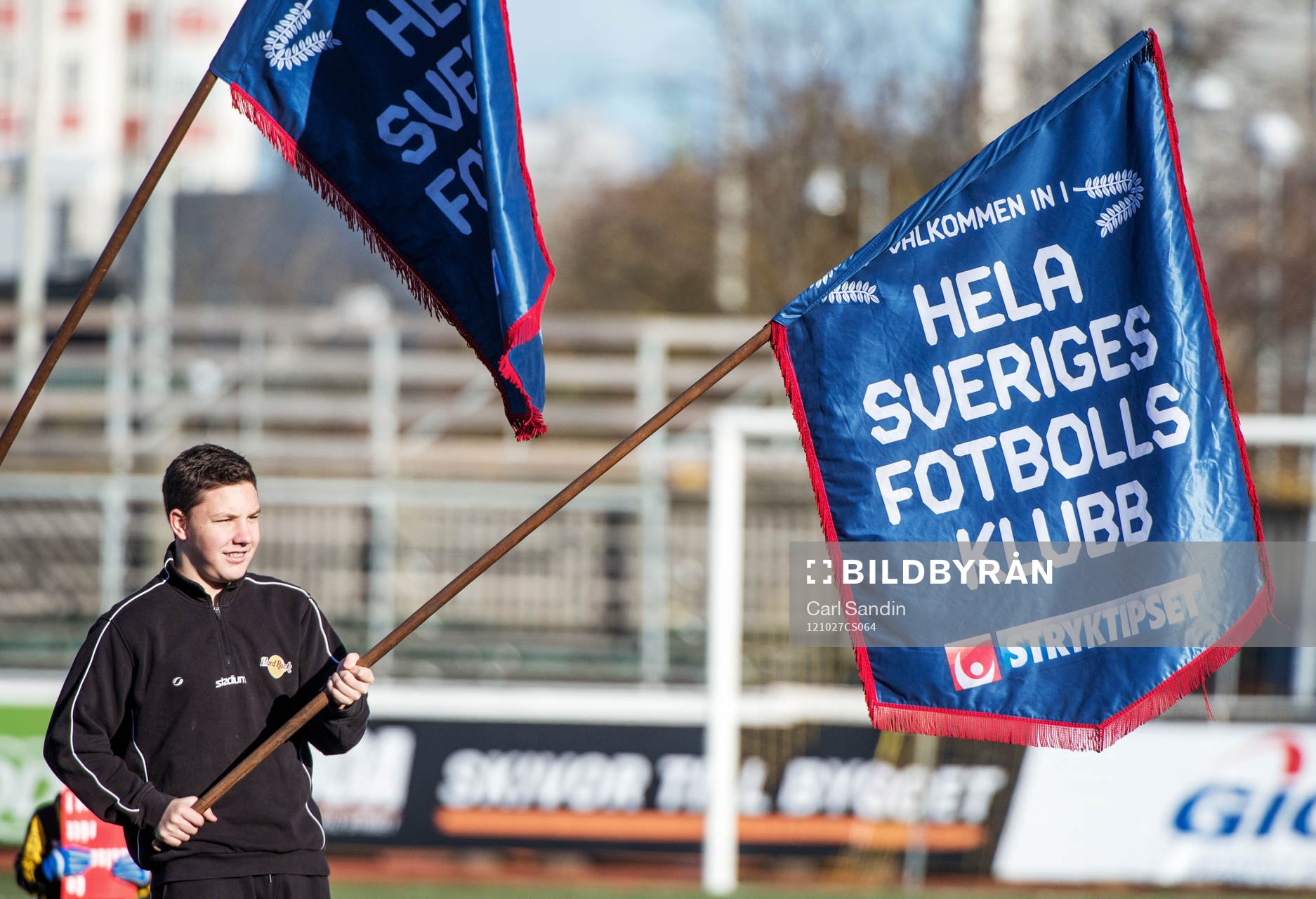 Flagga med texten, Hela Sveriges fotbollsklubb