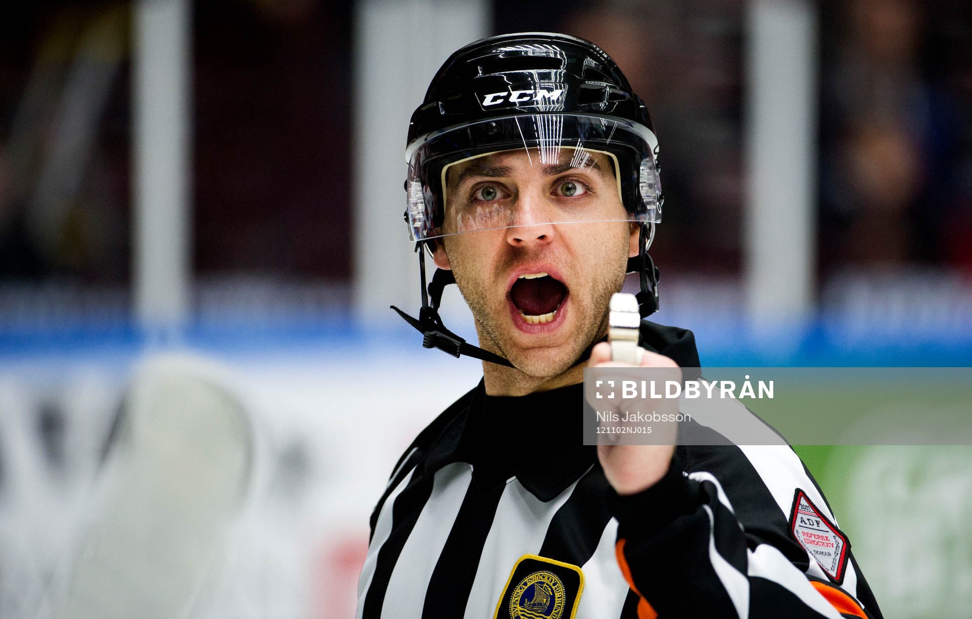 Shane Warschaw, domare, skriker åt båset i Asplöven
