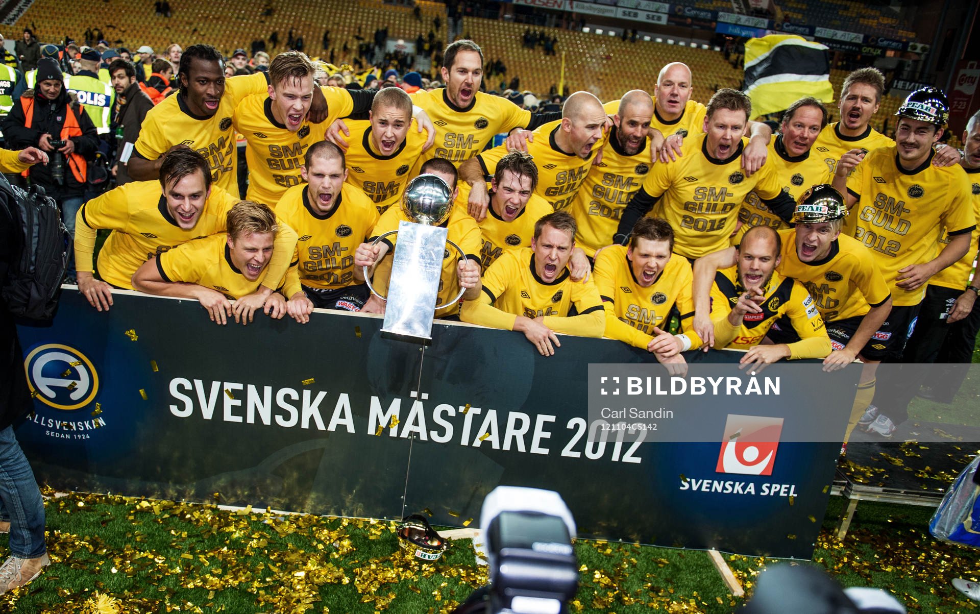Elfsborg jublar vid segerskylten från Svenska Spel