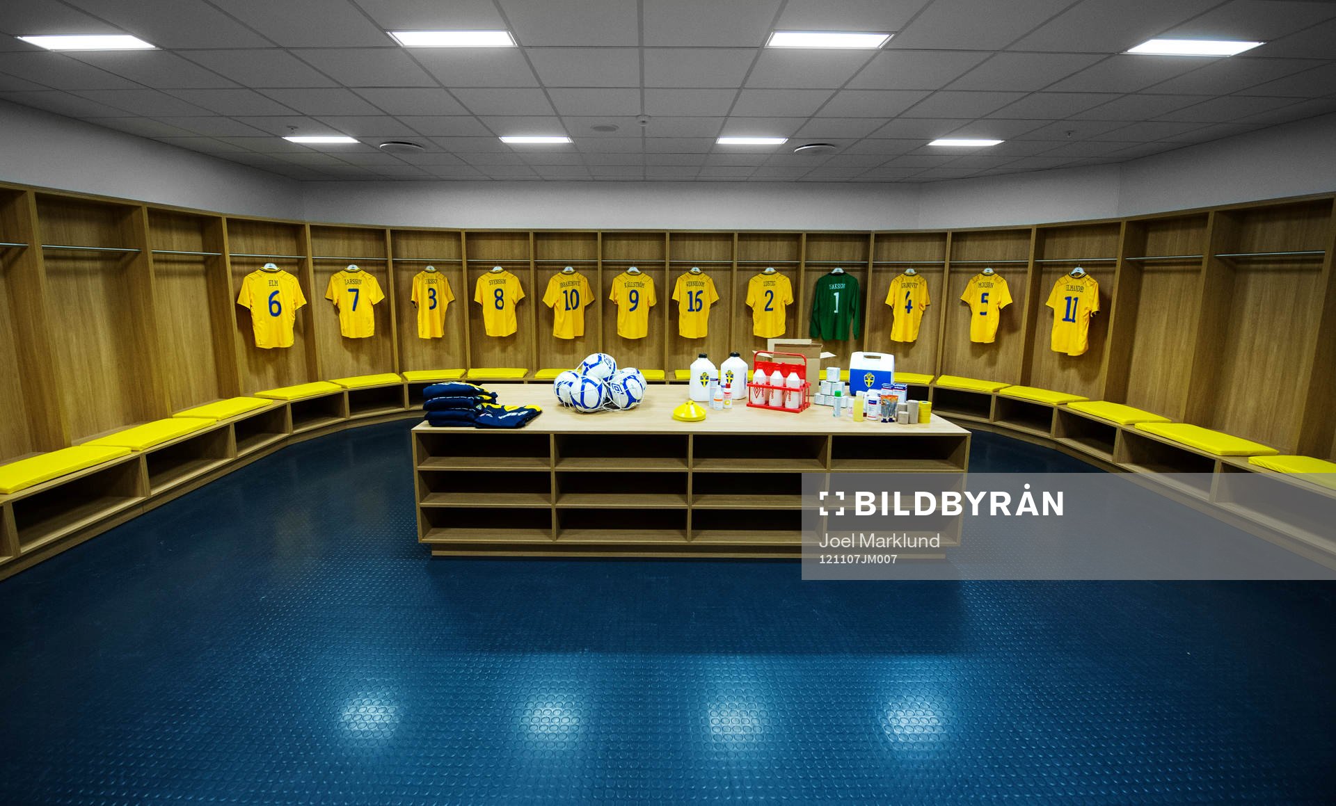 Svenska fotbollslandslagets omklädningsrum i Friends Arena