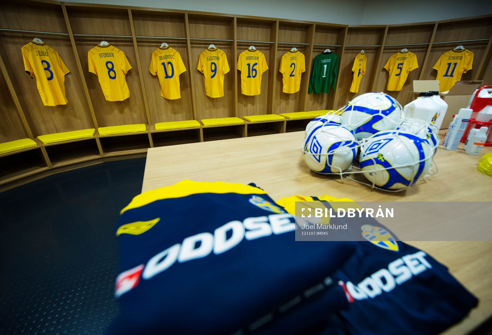 Svenska fotbollslandslagets omklädningsrum i Friends Arena