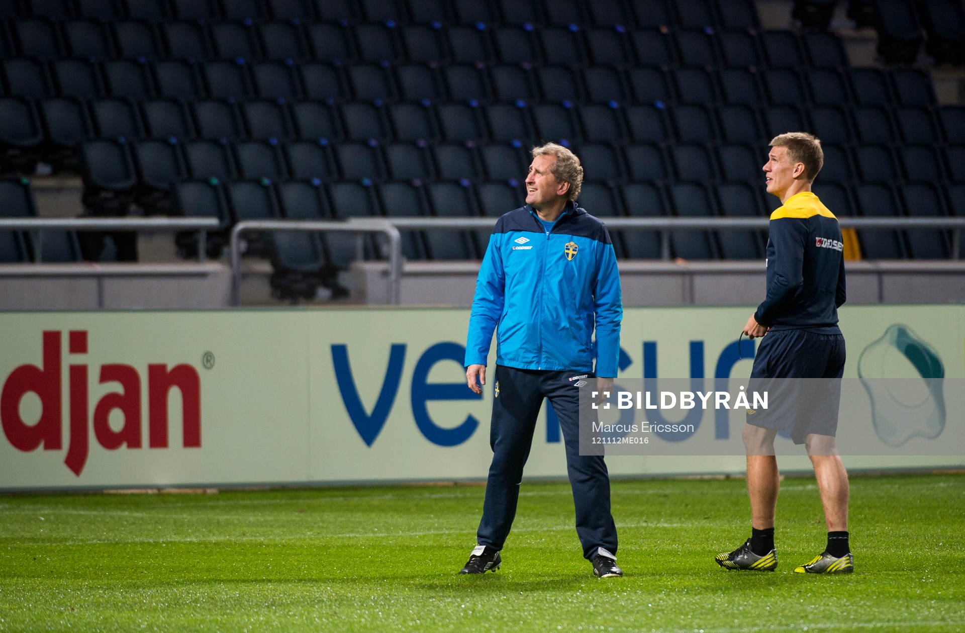Sveriges första träning på Friends Arena. Erik Hamrén,