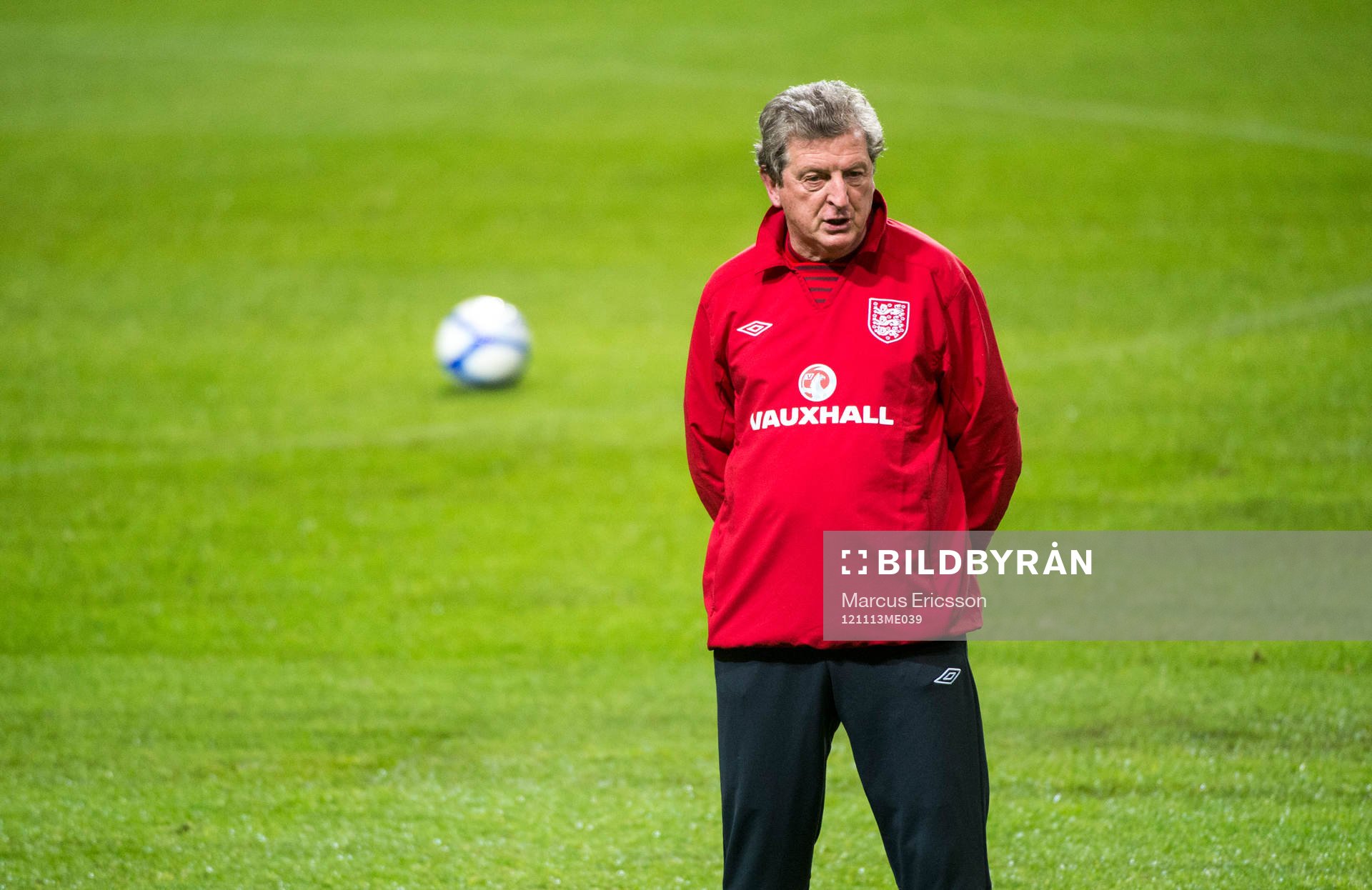 Fotboll, inför Sverige - England: England tränar på Friends Arena. Roy Hodgson, förbundskapten England