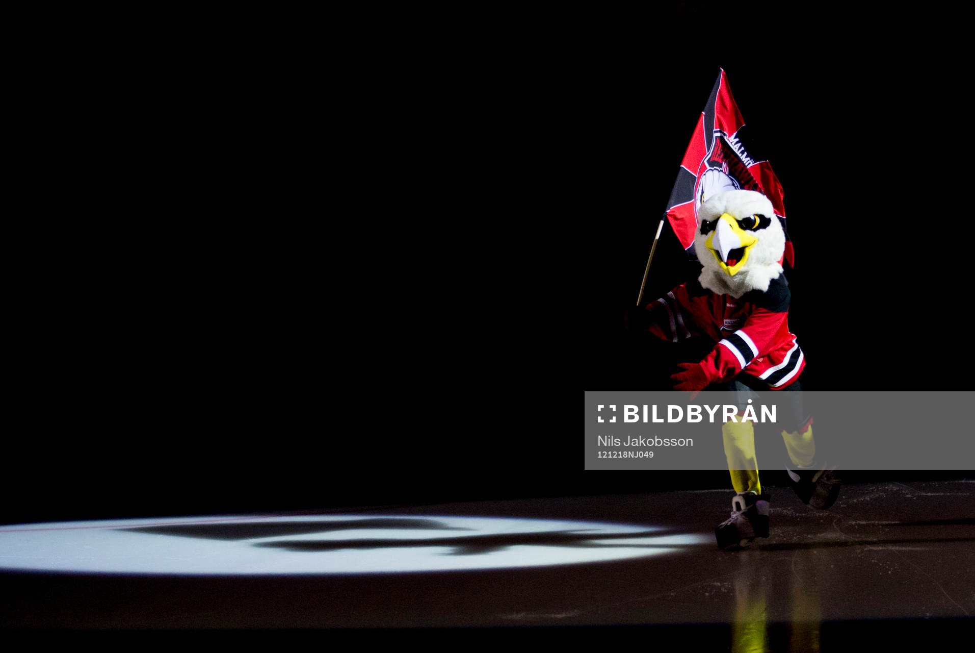Hawkan maskot i Malmö Redhawks