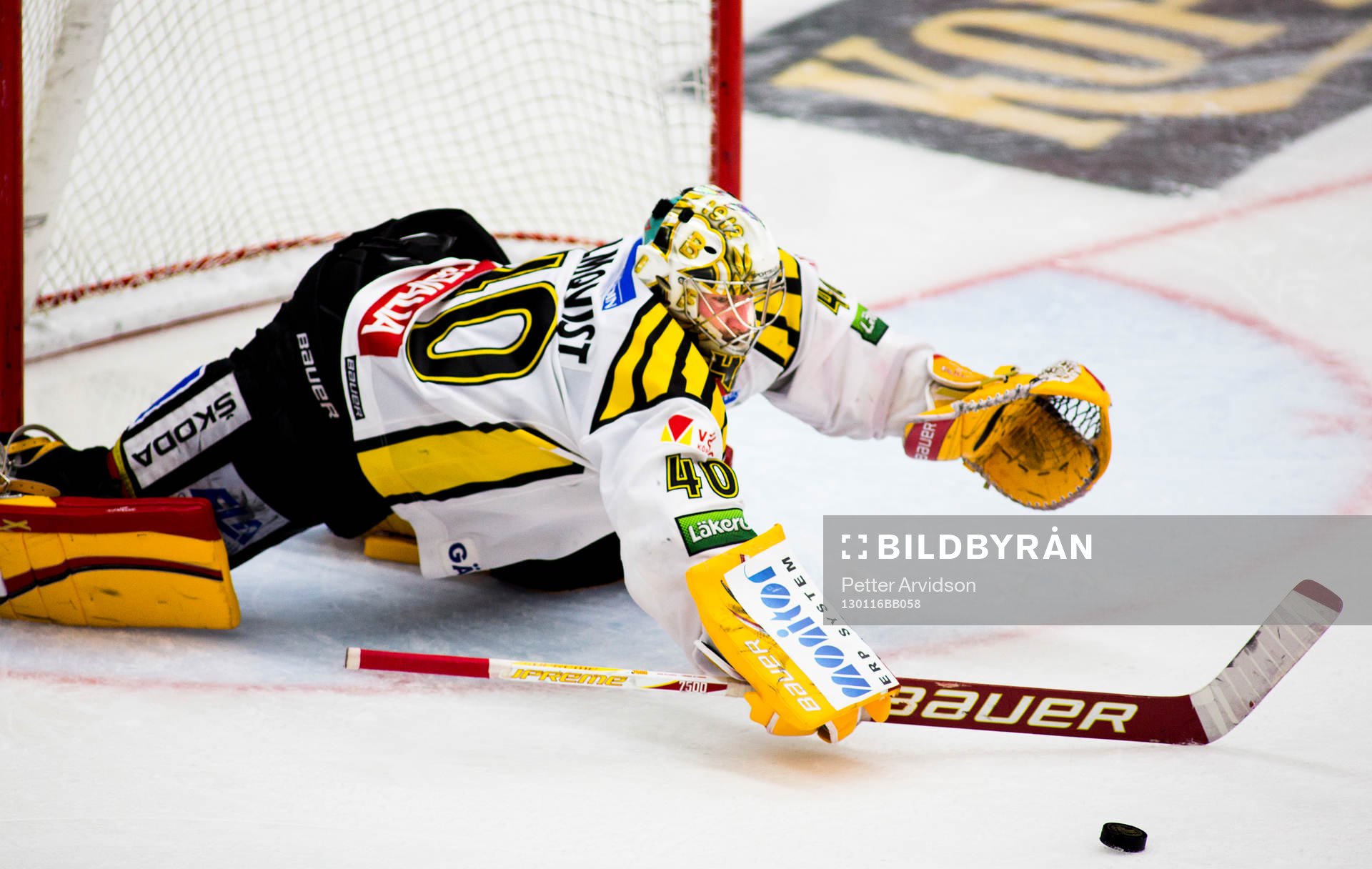 Johan Holmqvist, målvakt, Brynäs, slänger sig ut