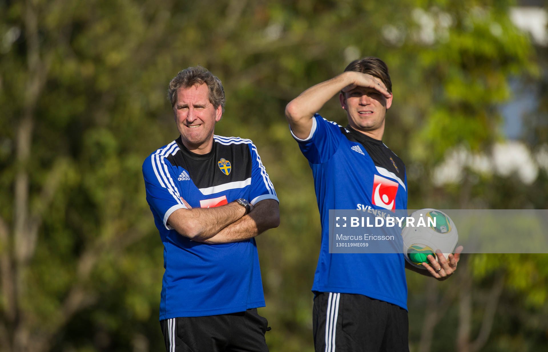 Erik Hamrén, förbundskapten och Marcus Allbäck, players