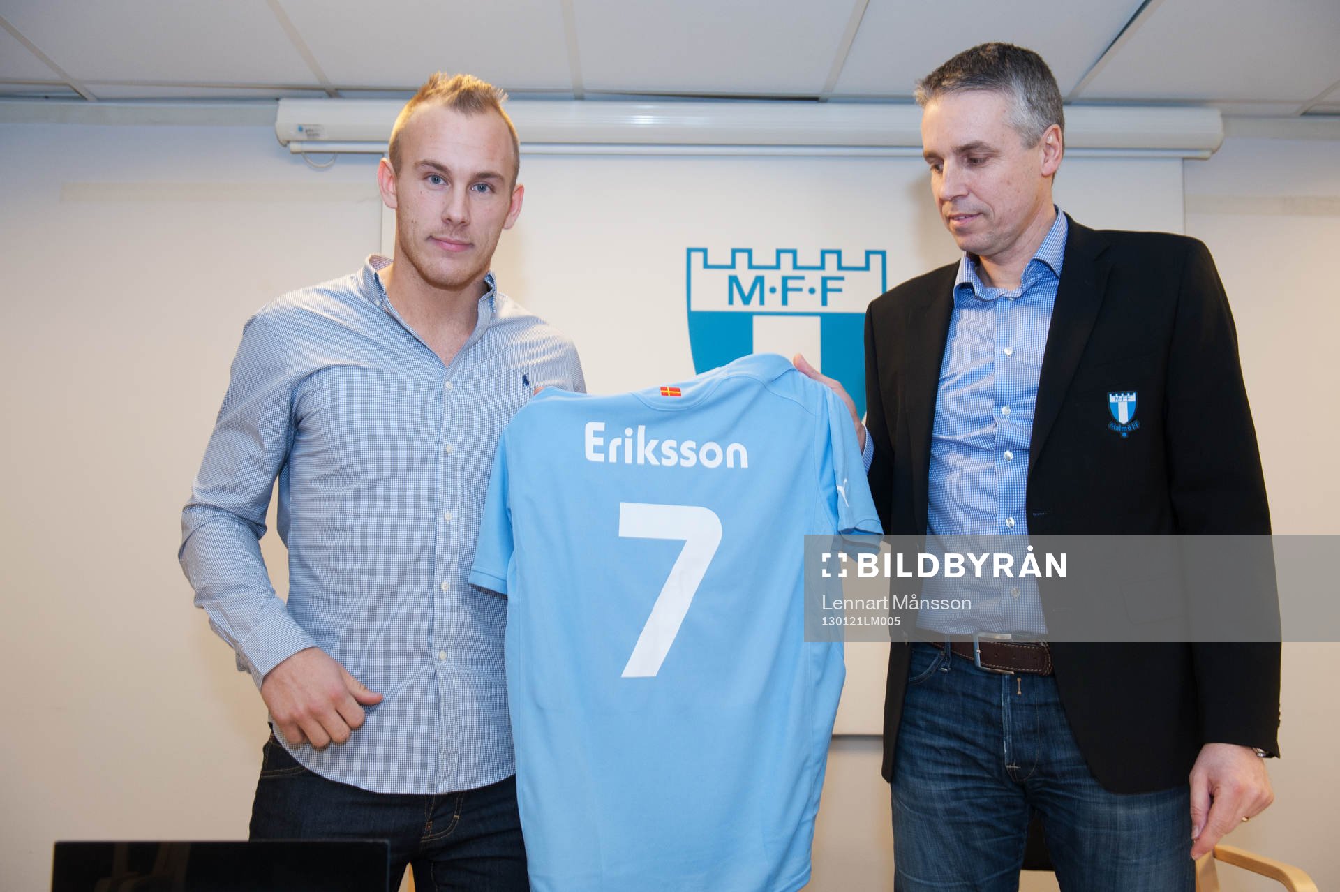 Fotboll, Magnus Eriksson, Malmö FF, här med Per Ågren