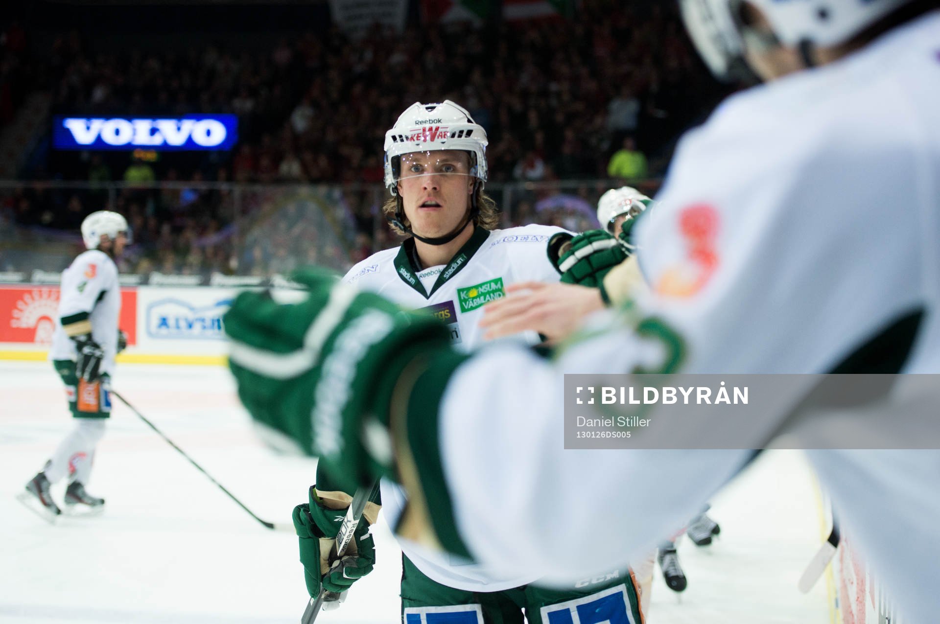 Magnus Nygren, Färjestad, gör 0-1, jubel